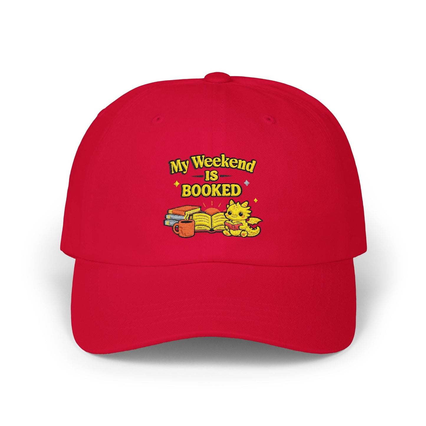 My Weekend Is Booked | Cute Book Dragon Embroidered Dad Cap