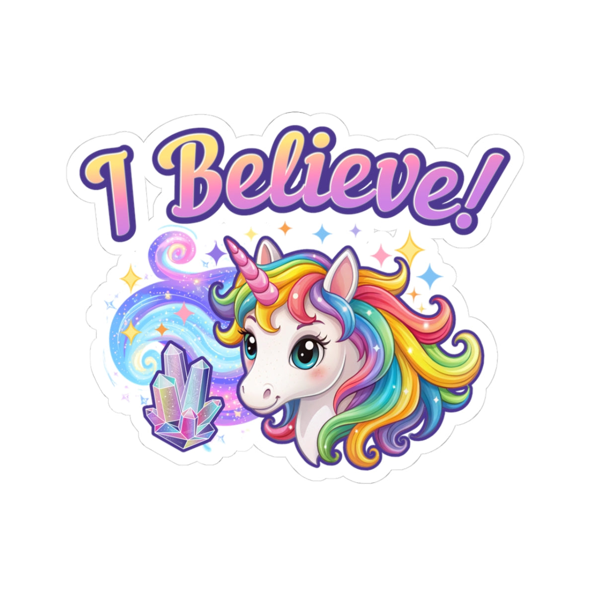 I Believe... Unicorn Vinyl Sticker | Colorful Fantasy Mythical Creature Decal