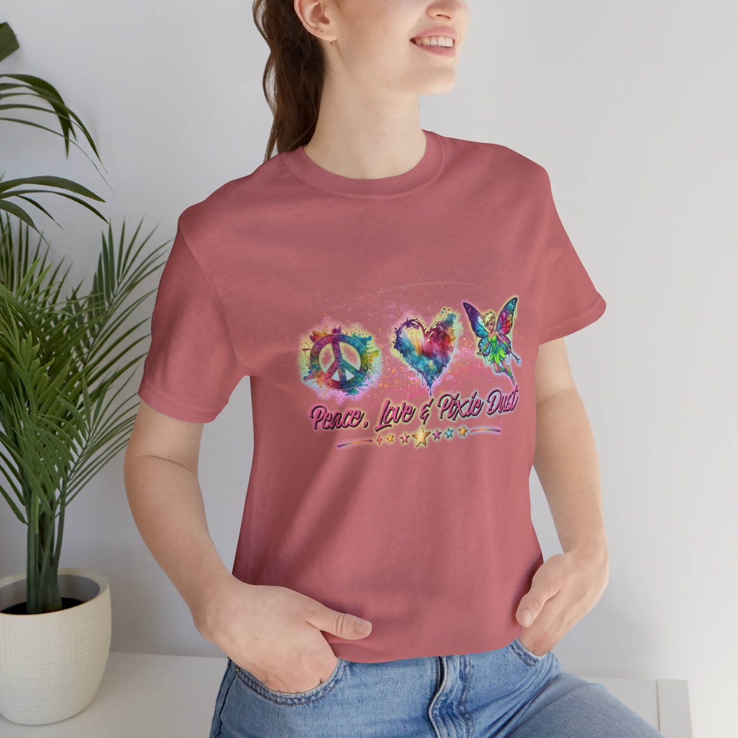 Peace, Love & Pixie Dust Watercolor Fantasy T-Shirt