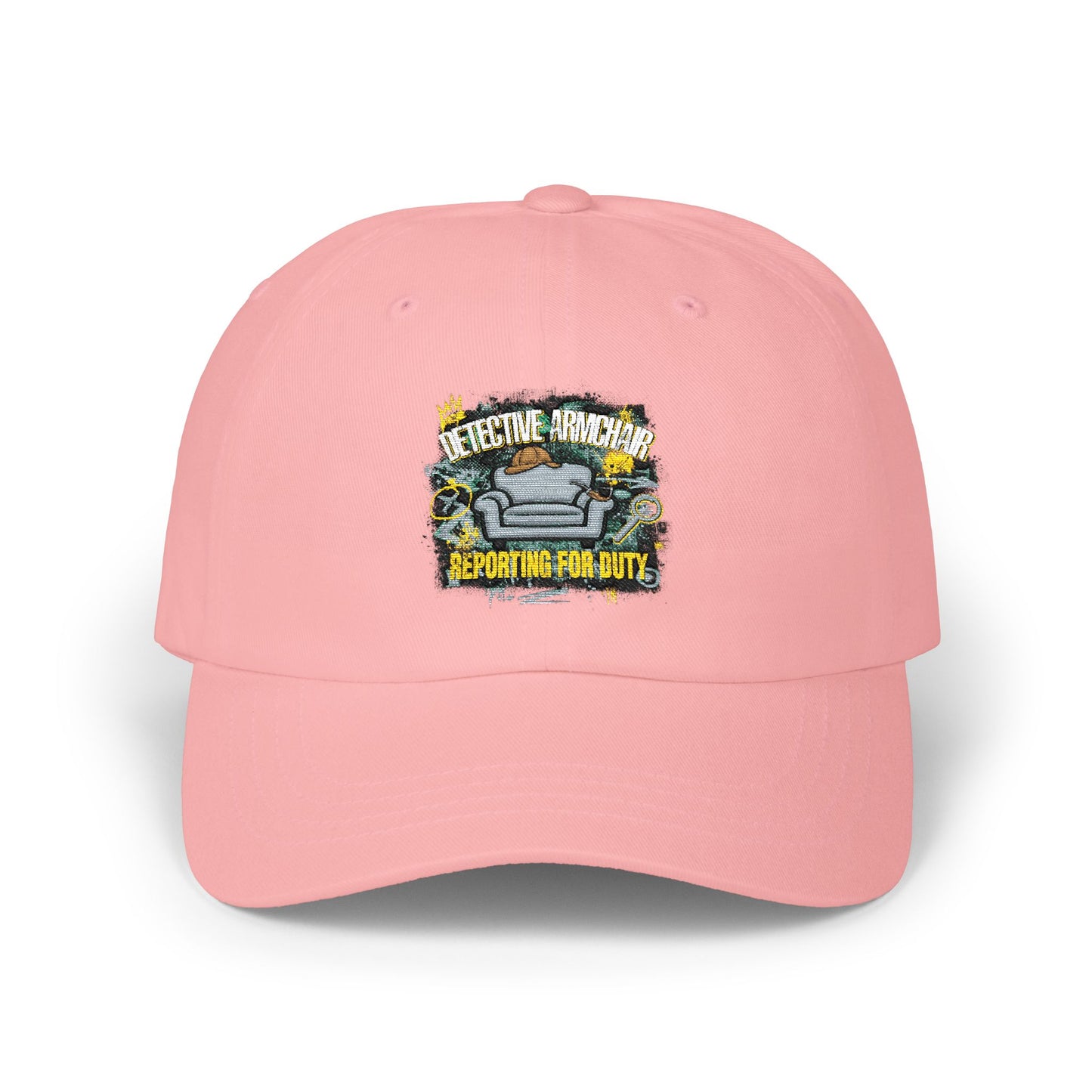 Detective Armchair Reporting for Duty Funny True Crime Dad Cap