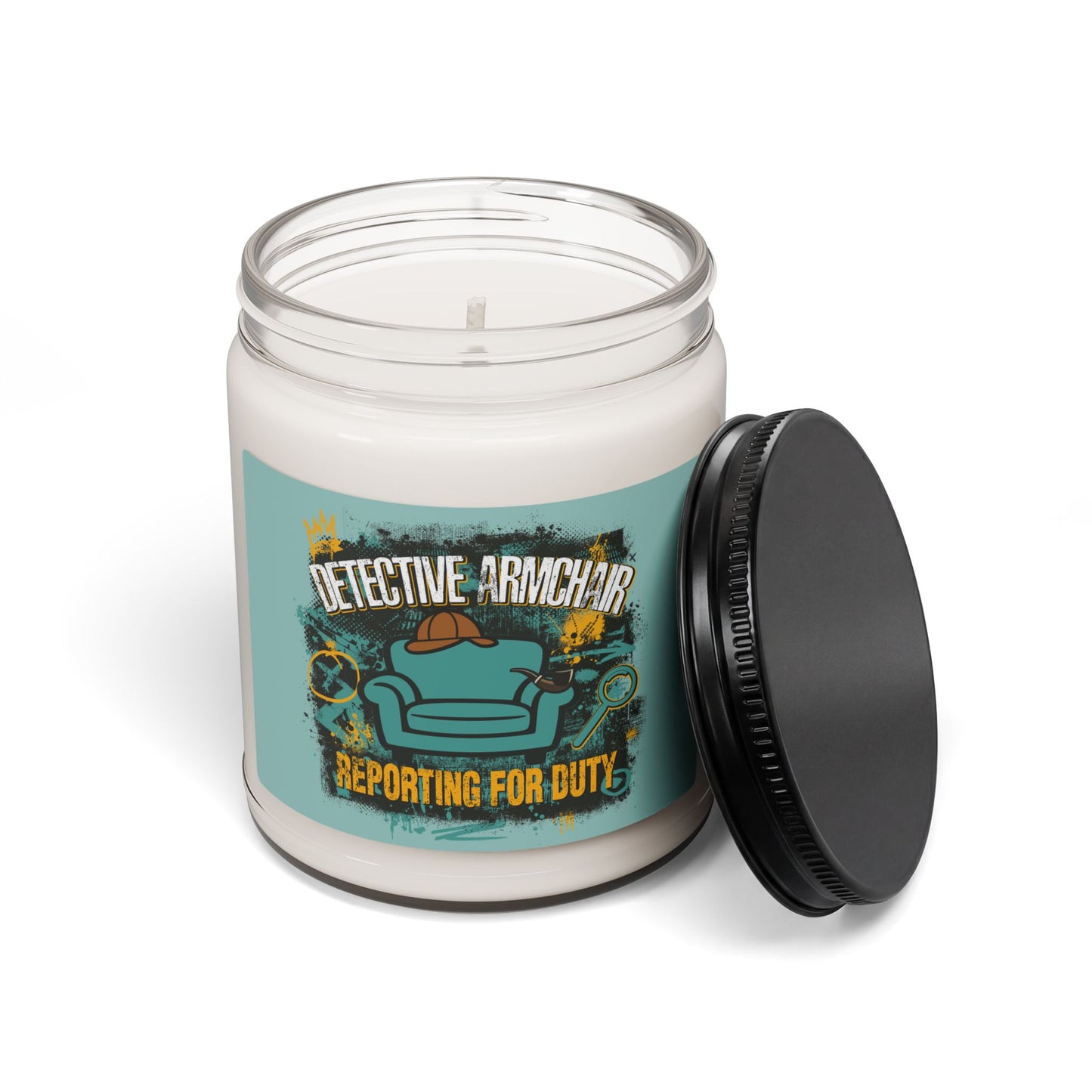 Detective Armchair Reporting for Duty Funny True Crime Scented Soy Candle