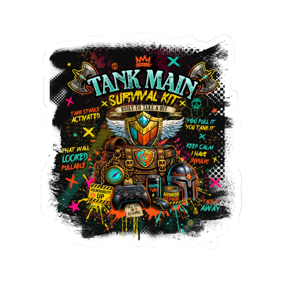 Tank Main Survival Kit | Neon Gamer Vinyl Sticker