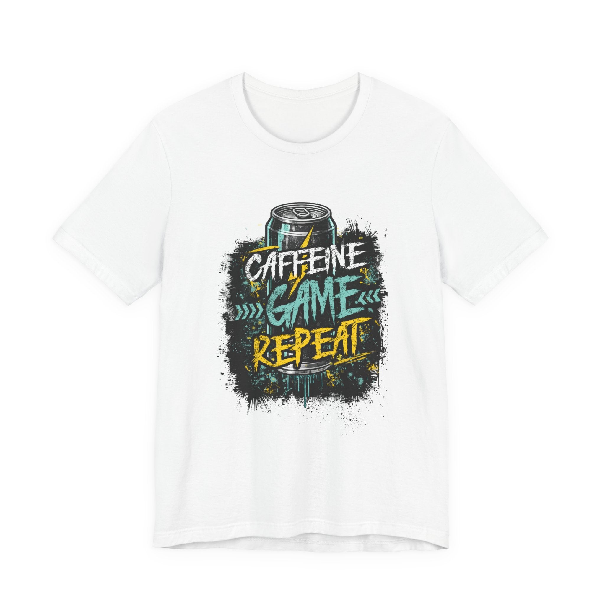 Caffeine Game Repeat T‑Shirt — Gamer Coffee Tee for Streamers & PC Players