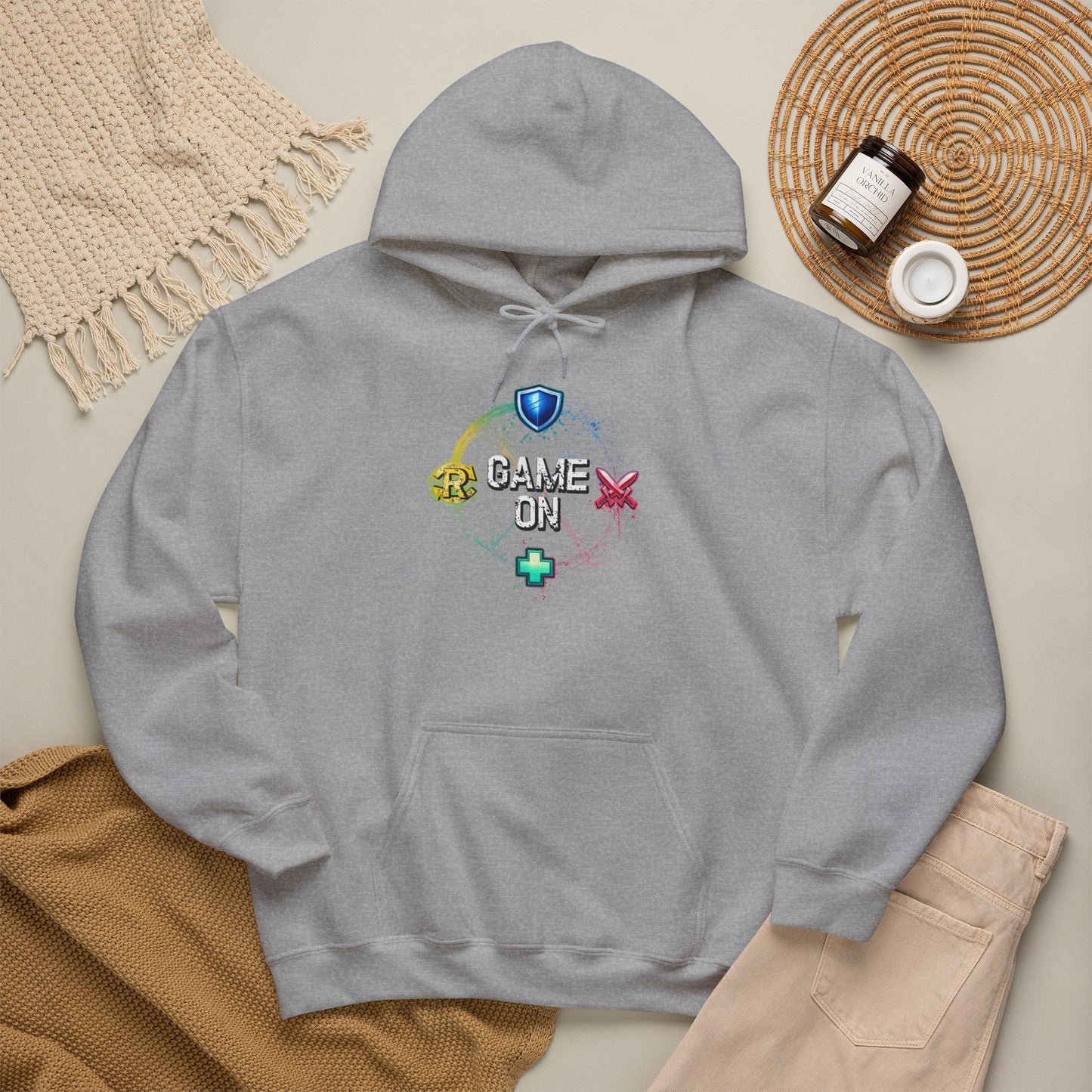 Tank DPS Heal Repeat Hoodie | MMO RPG Gamer Hoodie | Neon Graffiti Gaming Sweatshirt