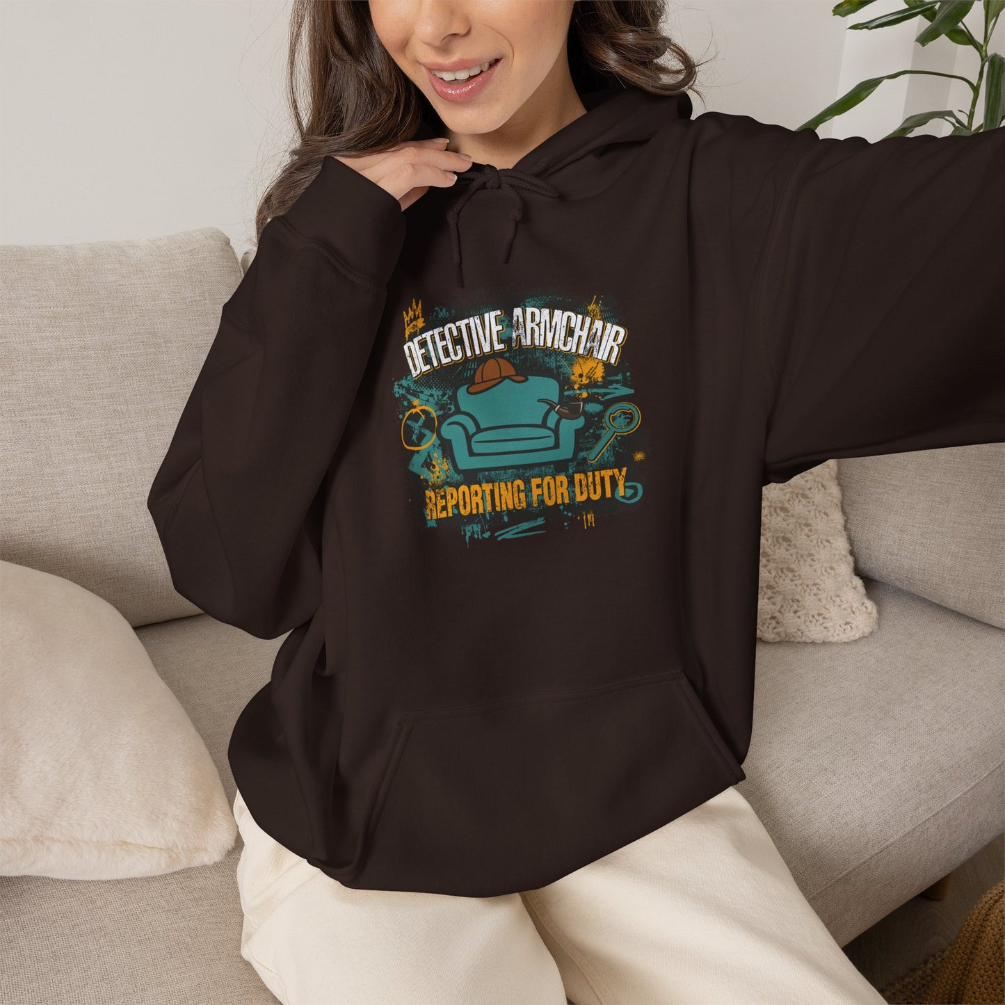 Detective Armchair Reporting for Duty Funny True Crime Pullover Hoodie