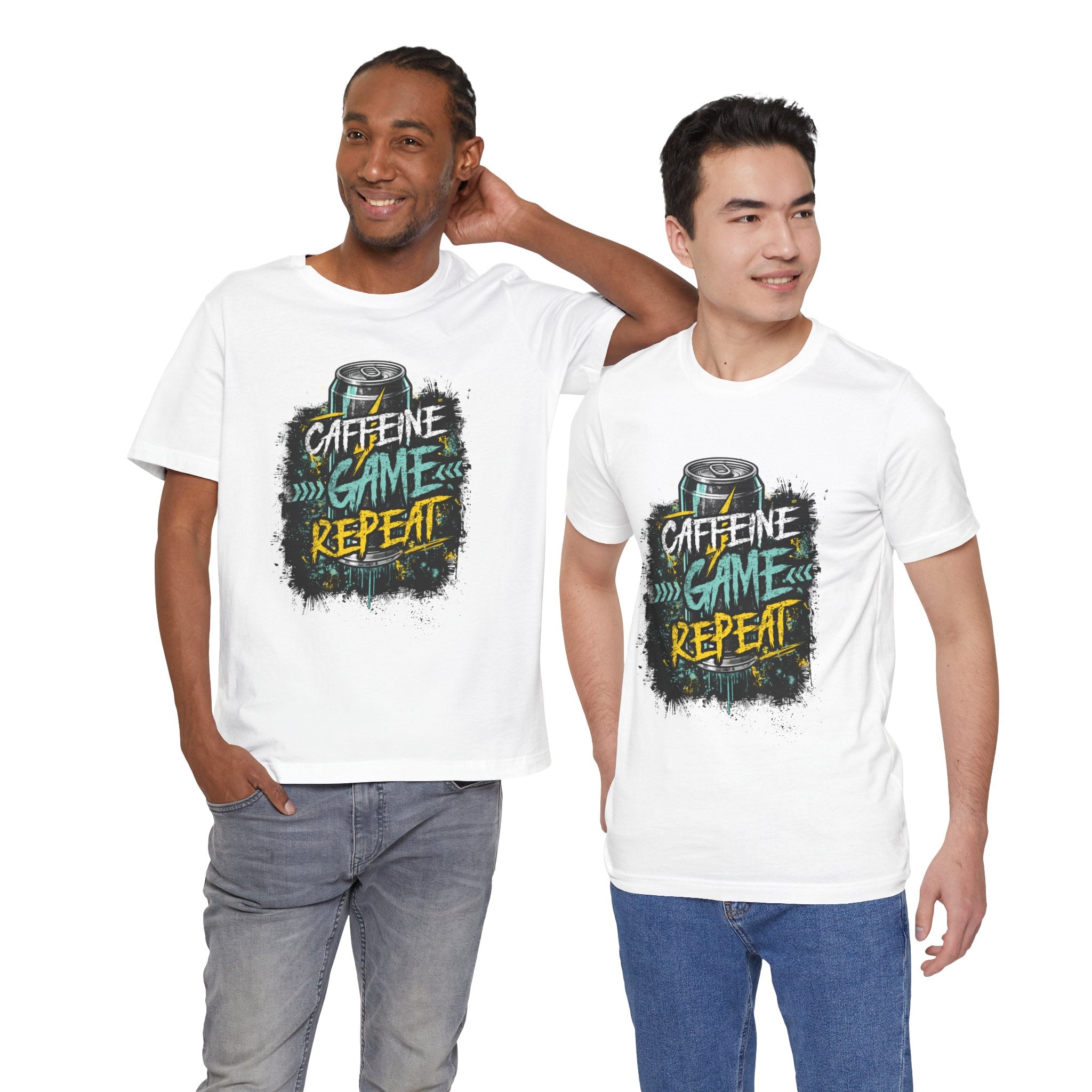 Caffeine Game Repeat T‑Shirt — Gamer Coffee Tee for Streamers & PC Players