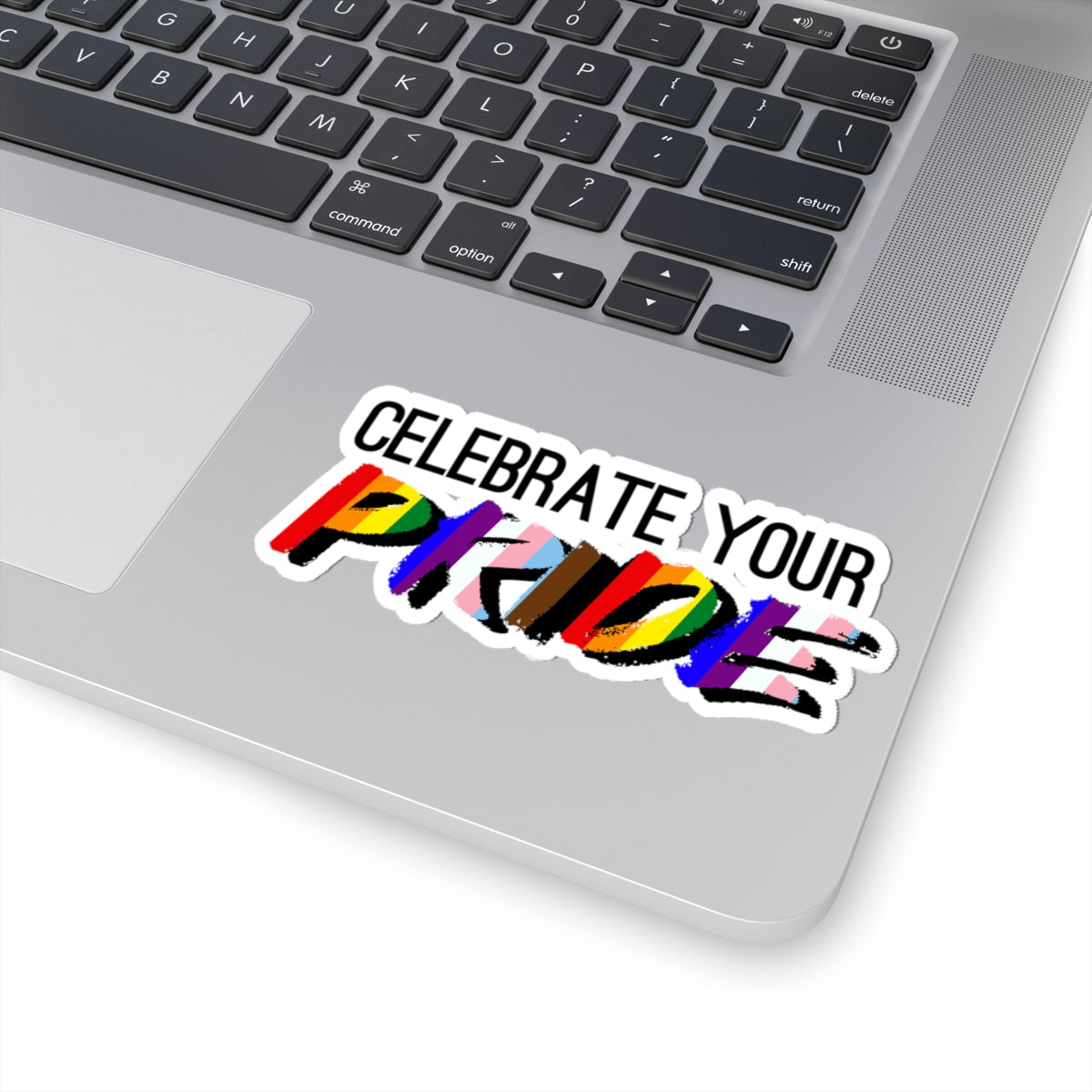Celebrate Your Pride Kiss-Cut Sticker — Rainbow LGBTQ+ Support Decal