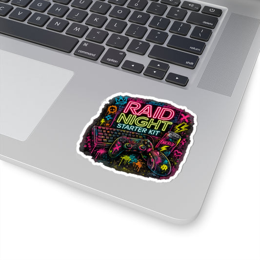 Raid Night Starter Kit | Retro Neon Gamer Vinyl Sticker