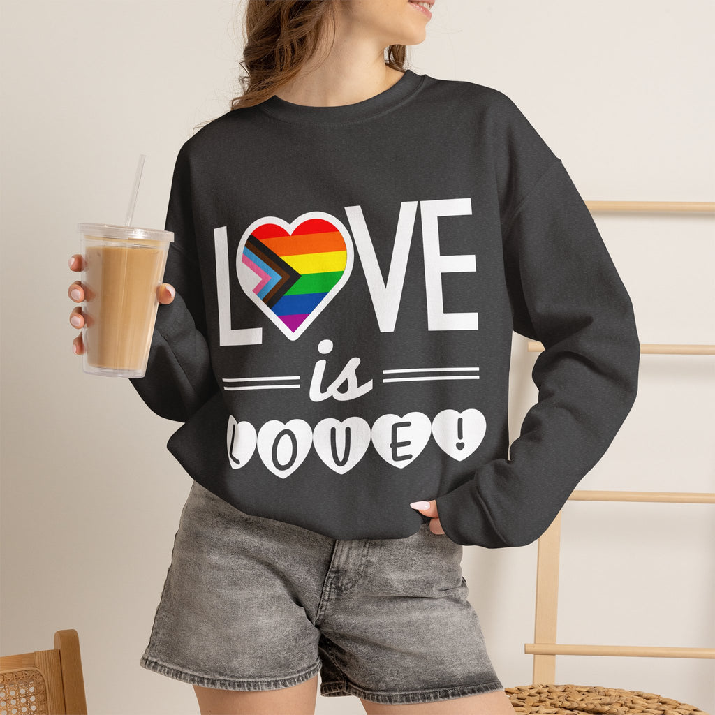 Love Is Love Sweatshirt — Rainbow Heart Pride Crewneck
