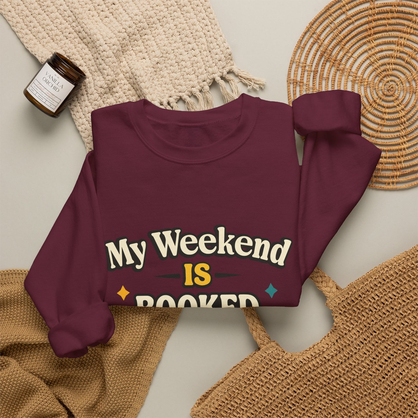 My Weekend Is Booked | Cute Book Dragon Cozy Crewneck Sweatshirt