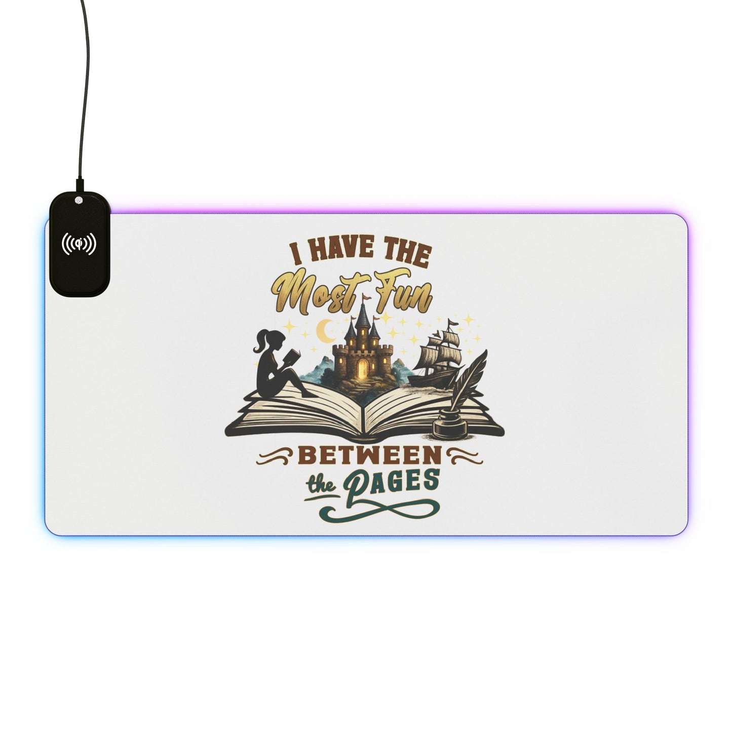 I Have the Most Fun Between the Pages Mouse Pad | Fantasy Book Lover Desk Mat | BookTok Gaming & Office Accessory
