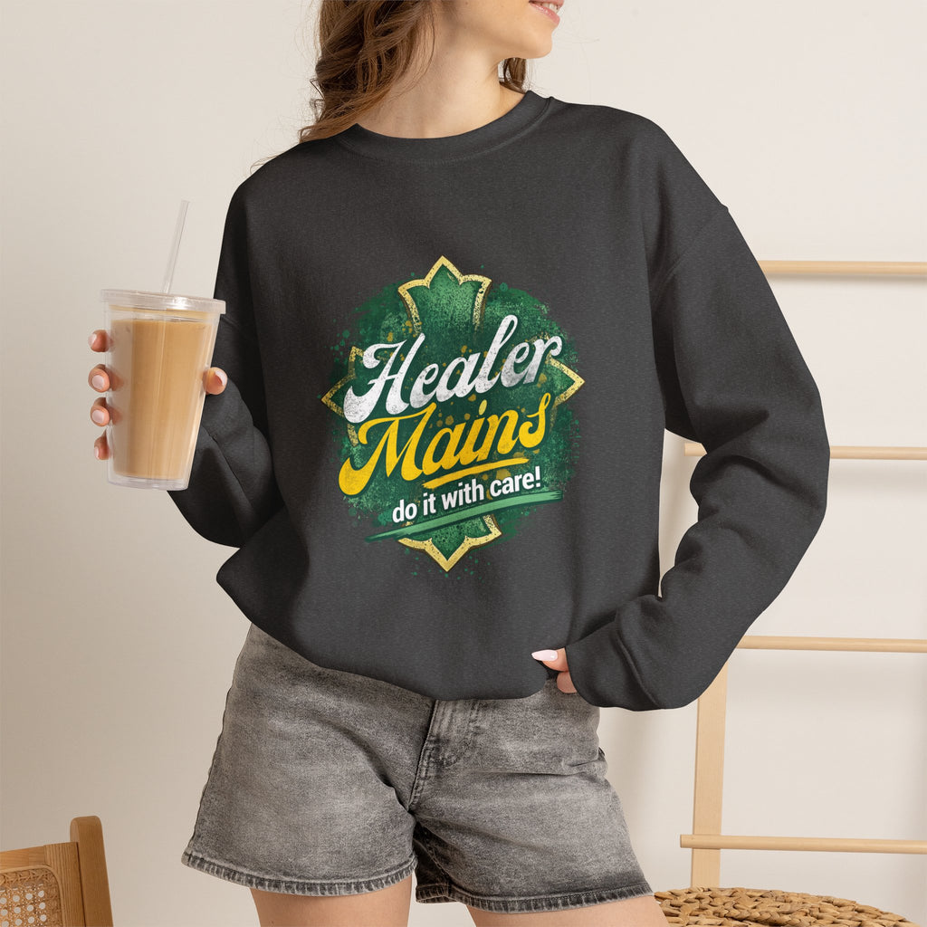 Healer Mains Crewneck Sweatshirt — Gamer RPG Healing Support Tee
