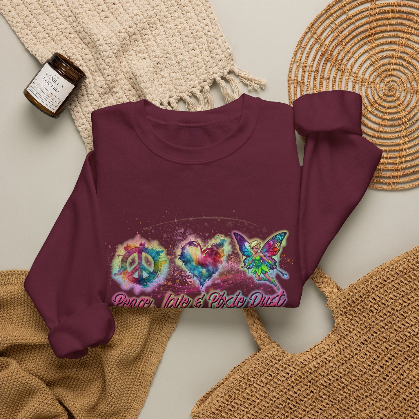 Peace, Love & Pixie Dust Fantasy Crewneck Sweatshirt