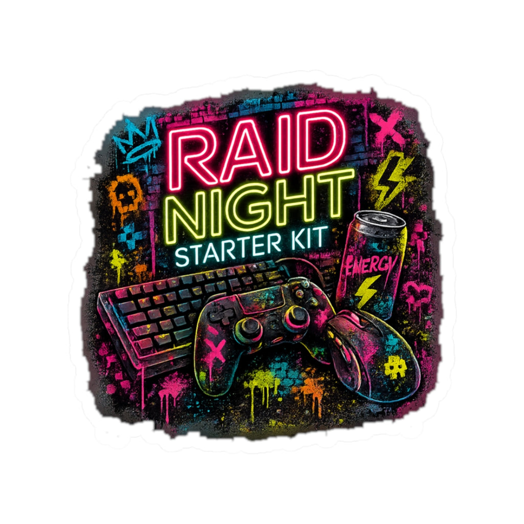 Raid Night Starter Kit | Retro Neon Gamer Vinyl Sticker