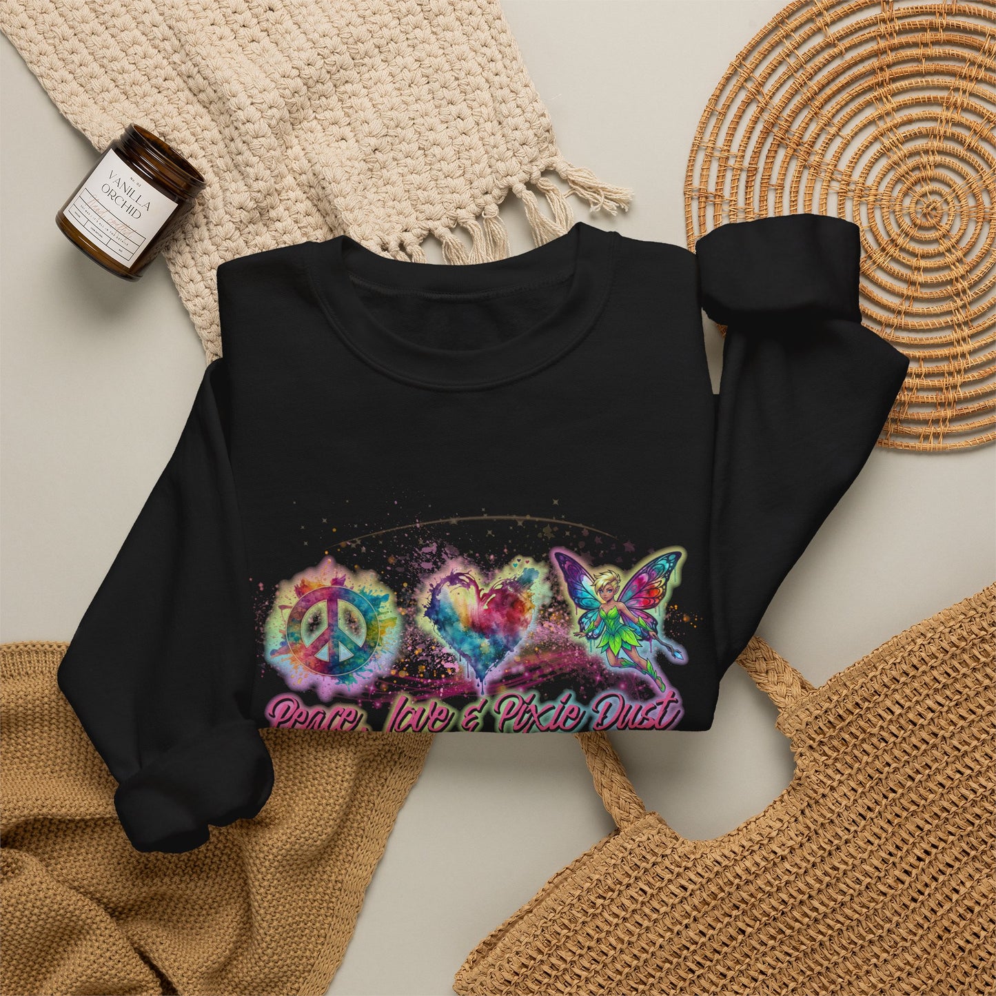 Peace, Love & Pixie Dust Fantasy Crewneck Sweatshirt