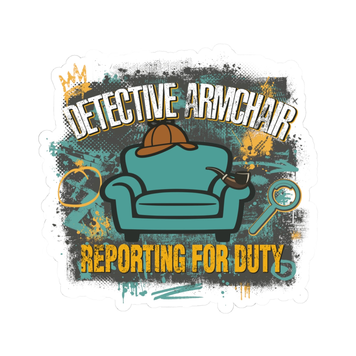 Detective Armchair Reporting for Duty Funny True Crime Vinyl Sticker