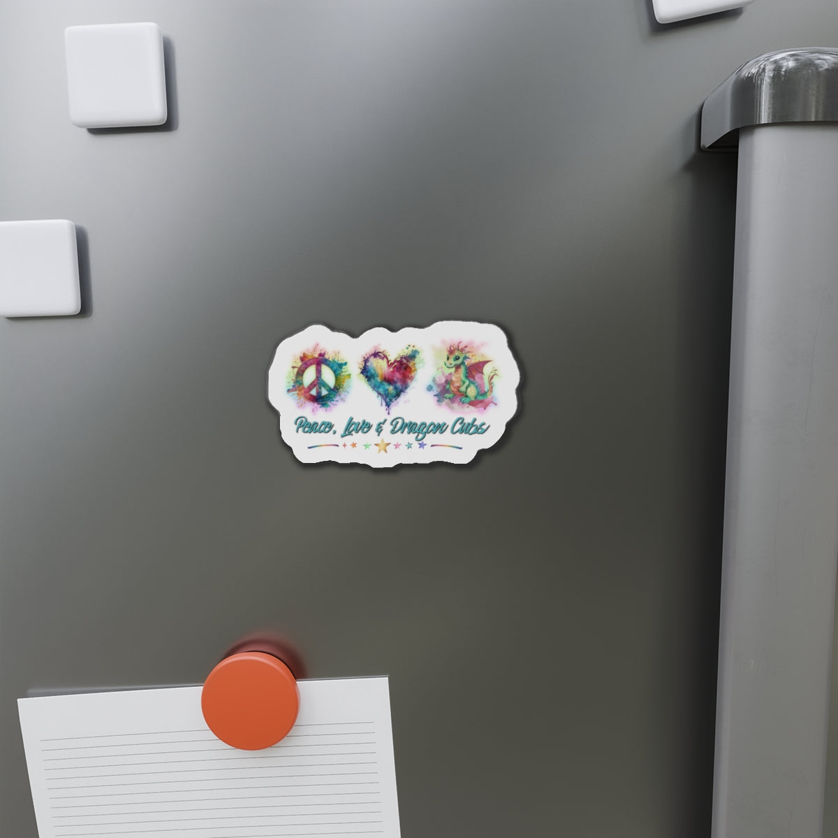 Peace Love & Dragon Cubs Fantasy Die-Cut Magnet