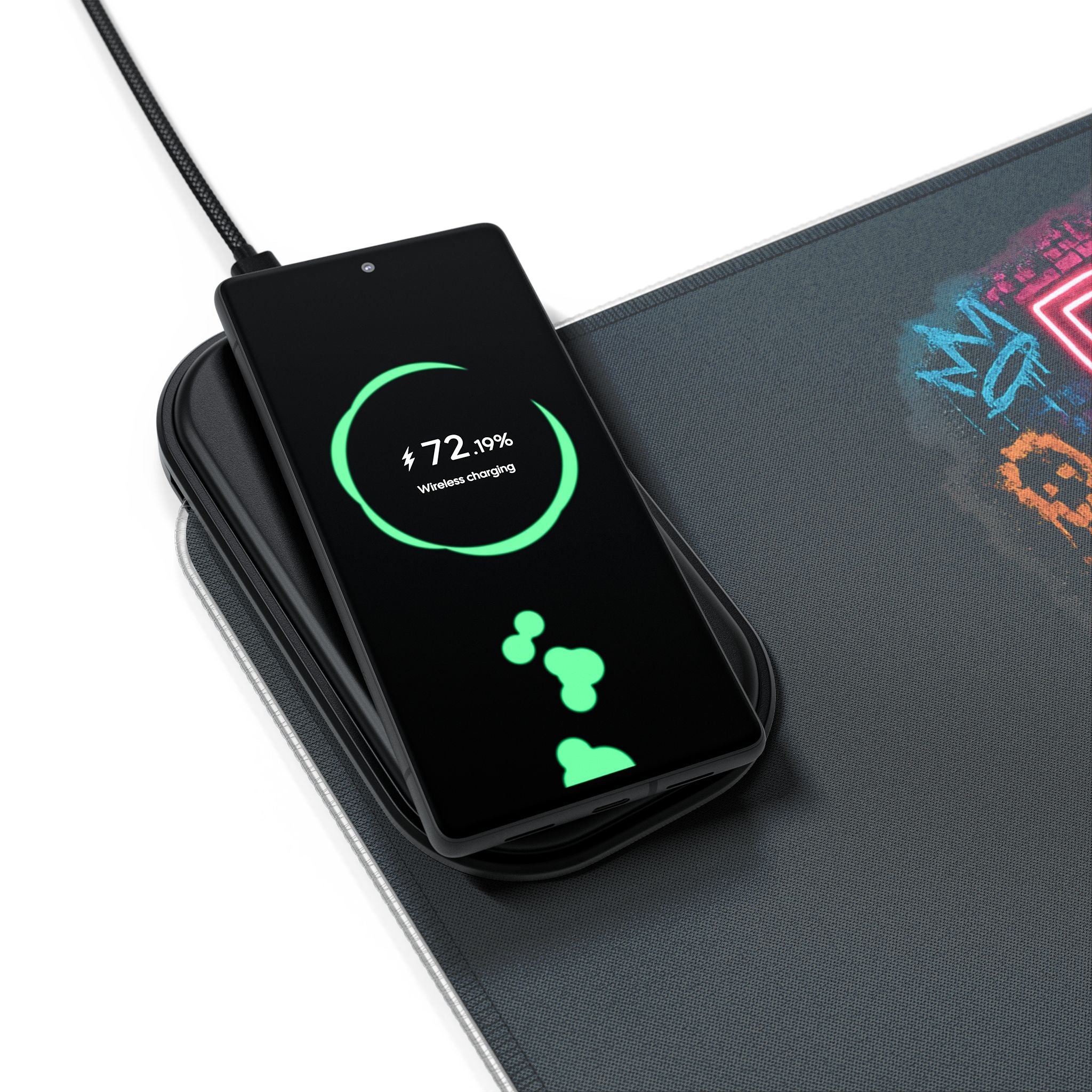 LED RGB Gaming Mouse Pad with Wireless Charging — "Raid Night" Neon Design