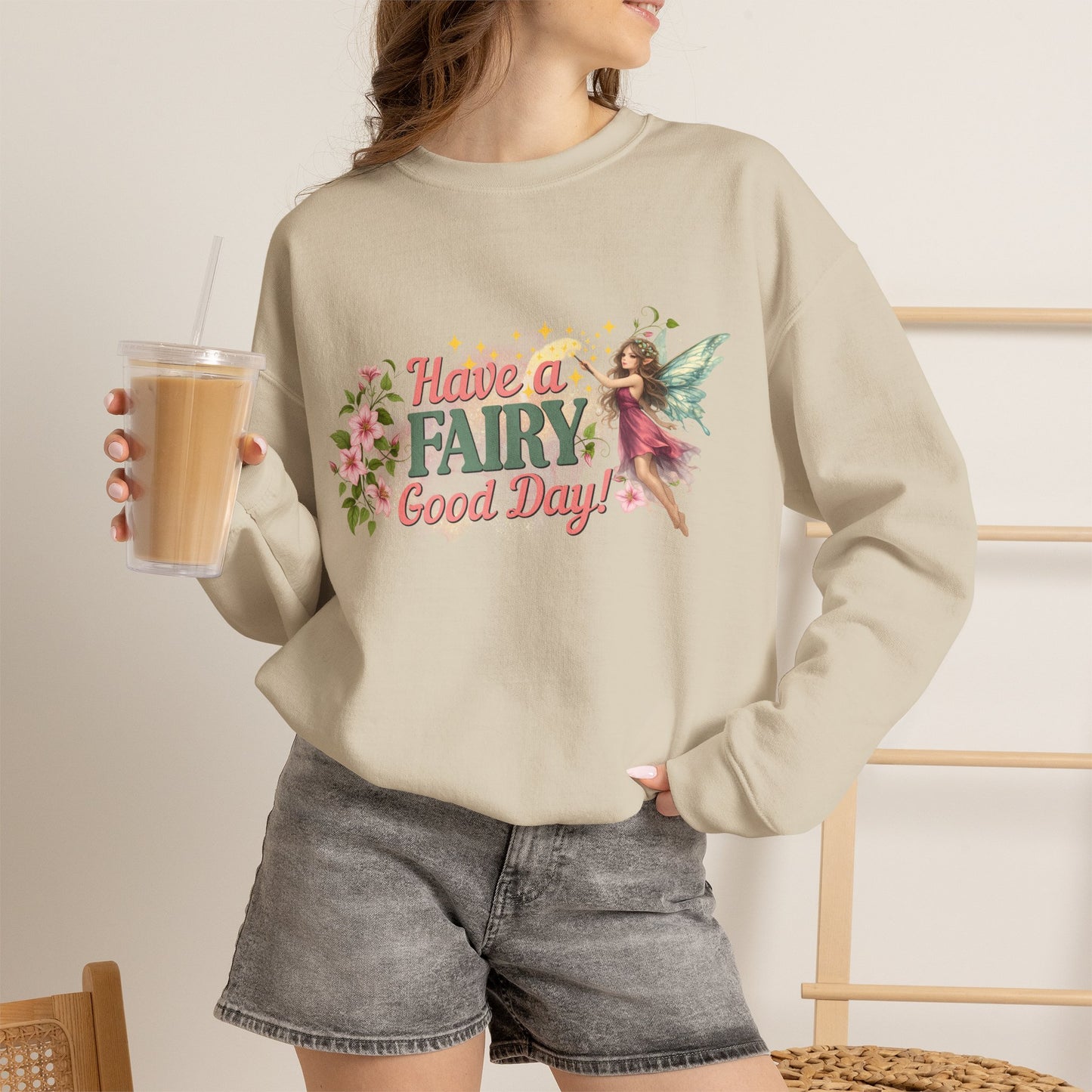 Have a Fairy Good Day Fantasy Crewneck Sweatshirt | Whimsical Fairycore Pullover