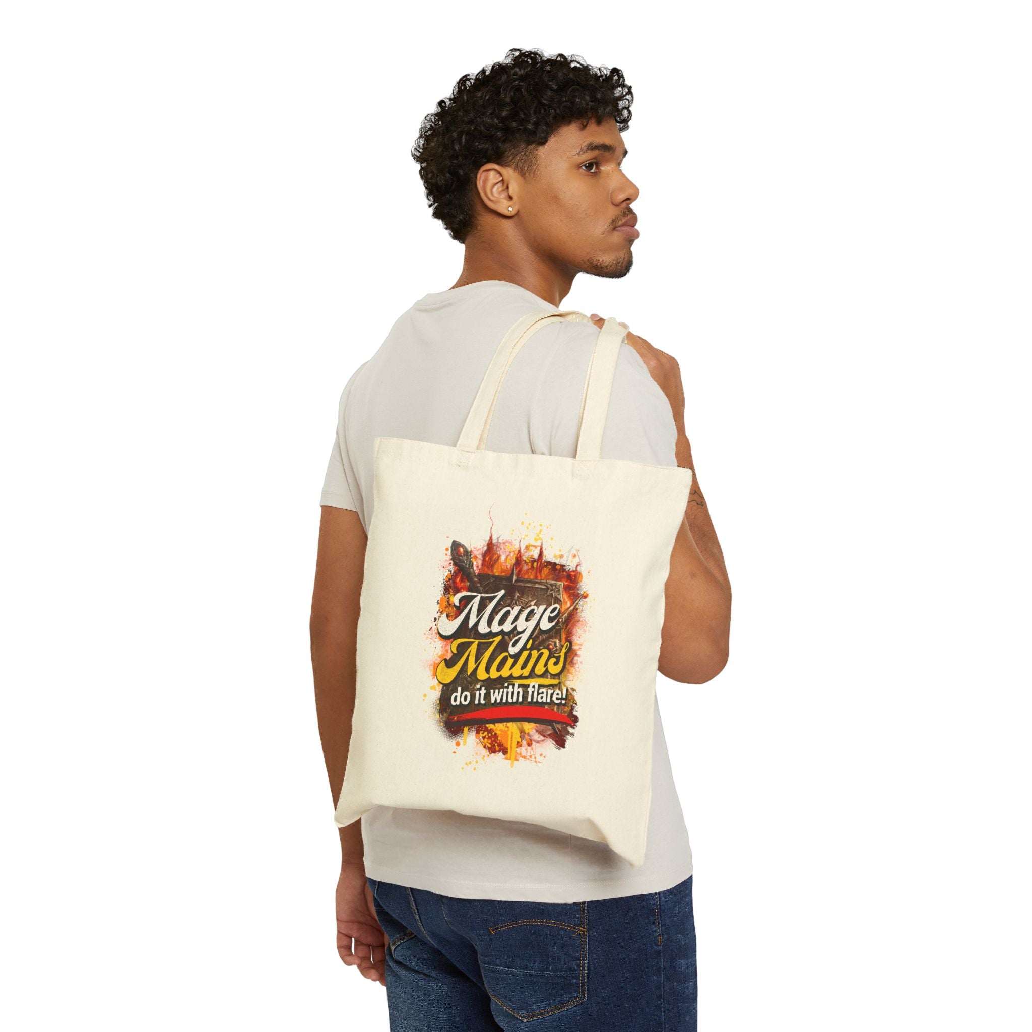Tote Bag — "Mage Mains Do It With Flare" Canvas Gamer Tote