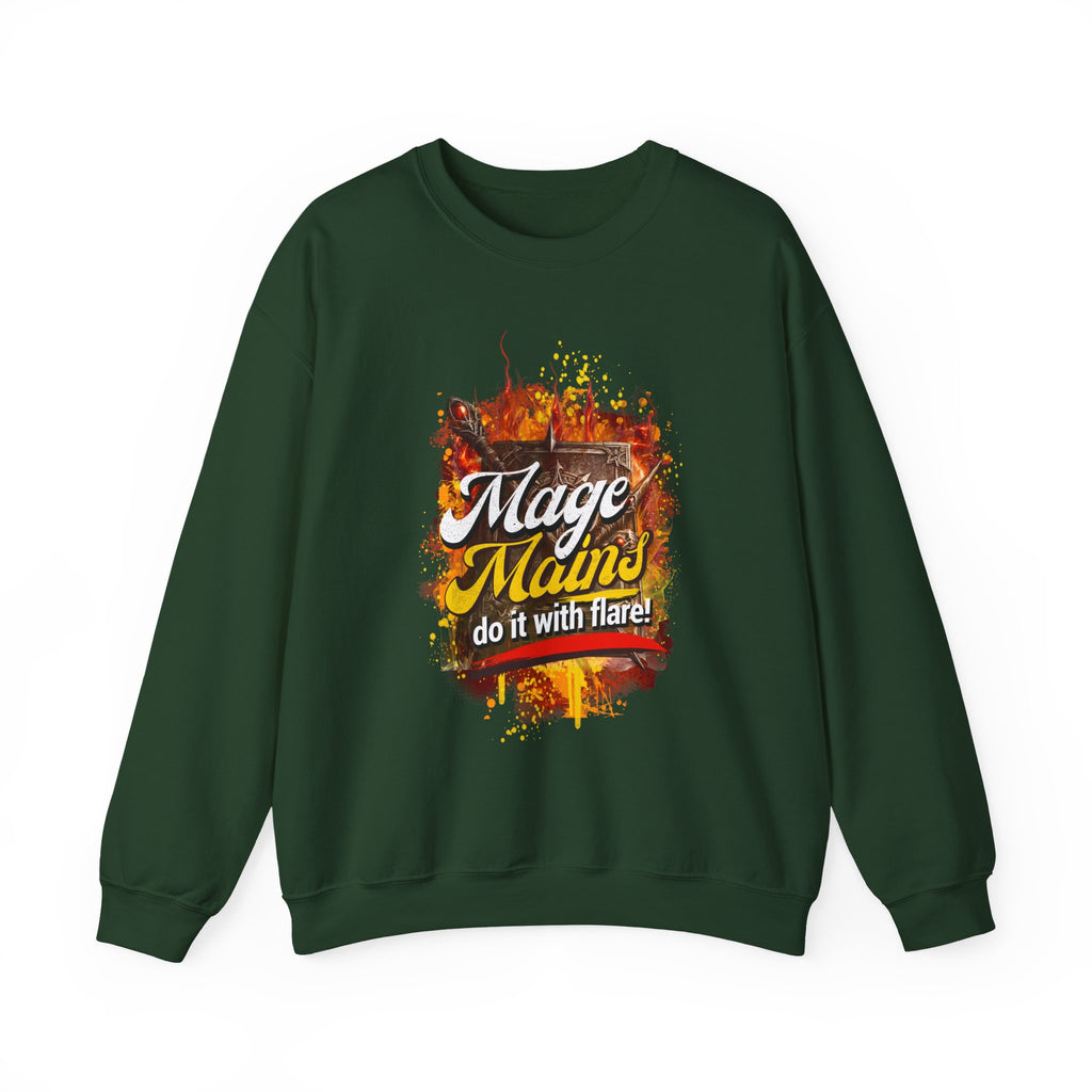 Mage Mains Crewneck Sweatshirt — "Do It With Flare" Fantasy Gamer Pullover