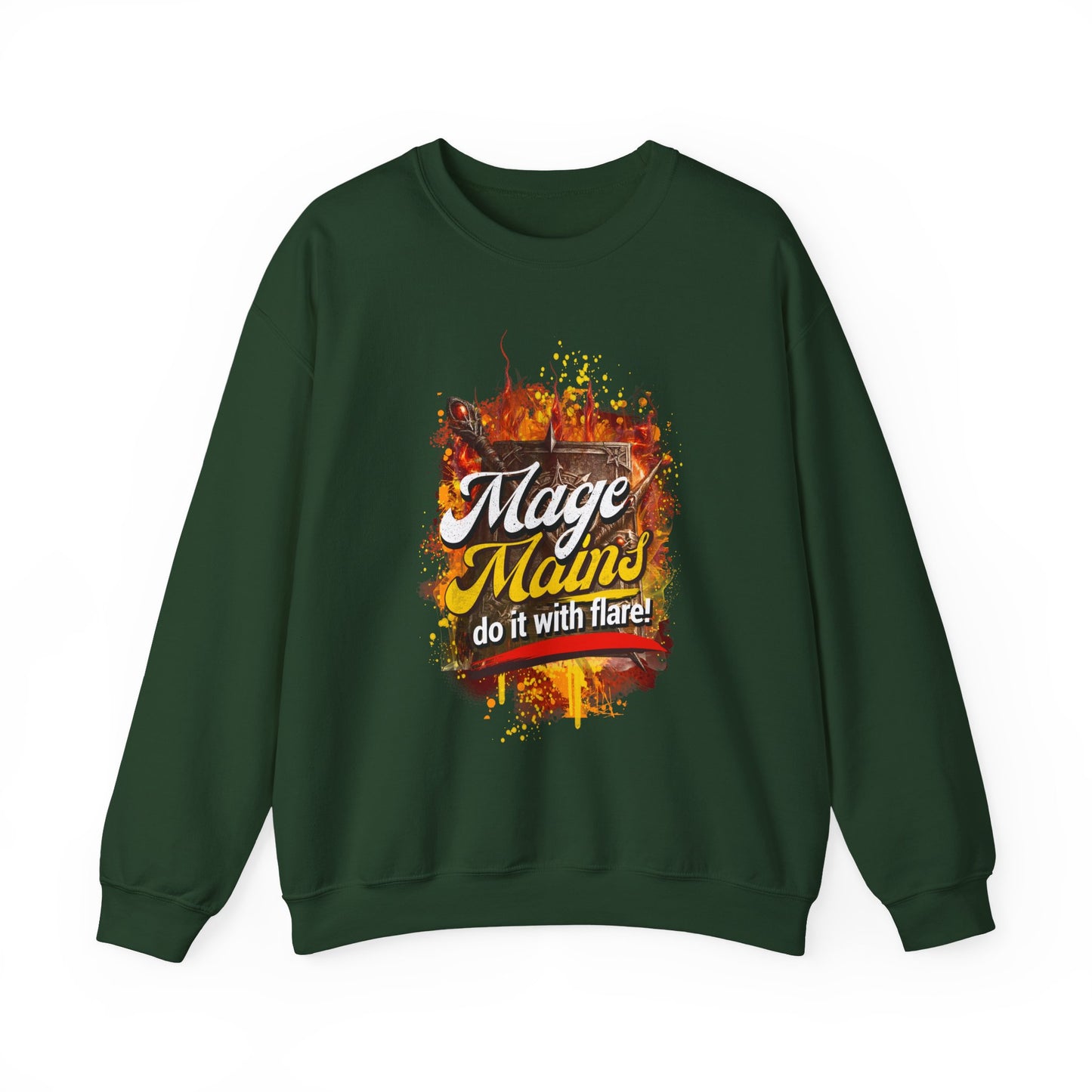 Mage Mains Crewneck Sweatshirt — "Do It With Flare" Fantasy Gamer Pullover