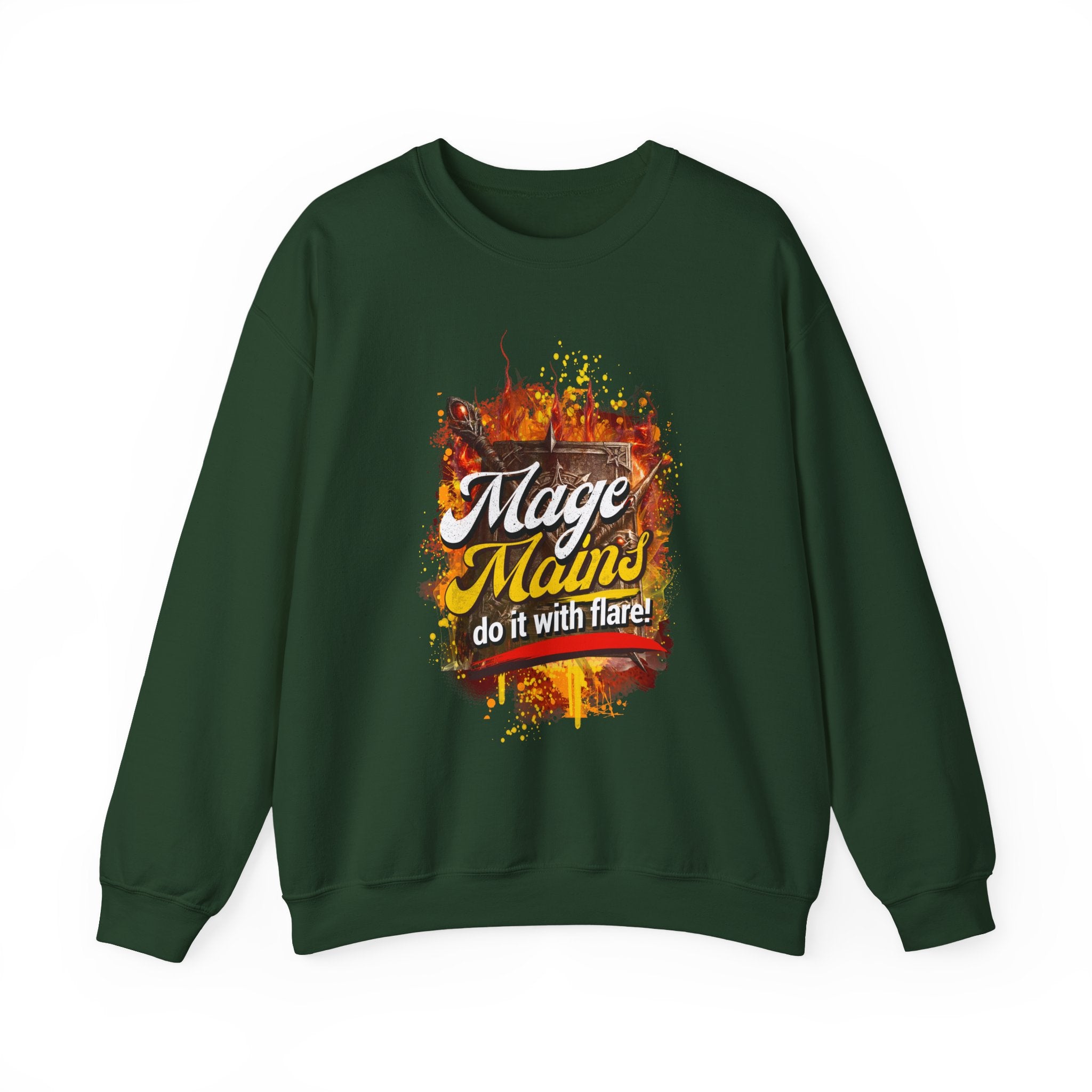 Mage Mains Crewneck Sweatshirt — "Do It With Flare" Fantasy Gamer Pullover