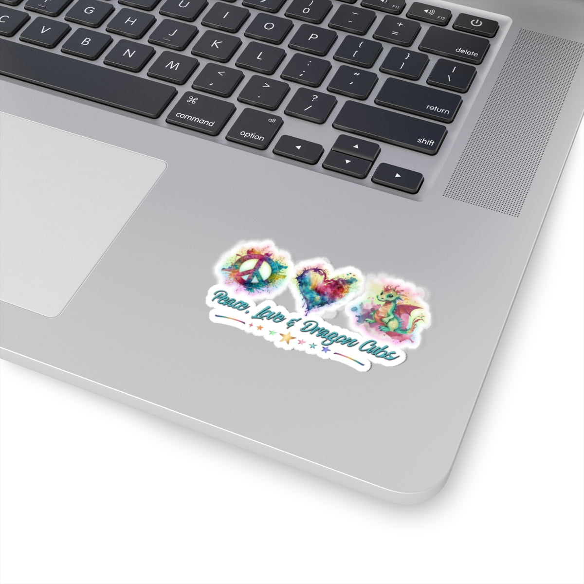 Peace, Love & Dragon Cubs Watercolor Fantasy Vinyl Sticker