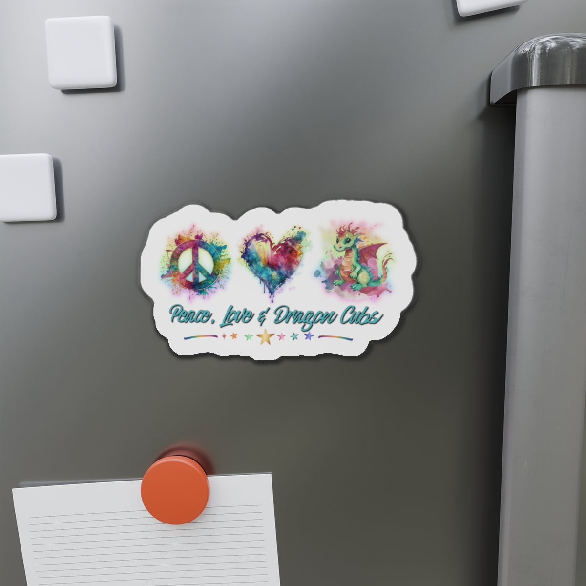 Peace Love & Dragon Cubs Fantasy Die-Cut Magnet