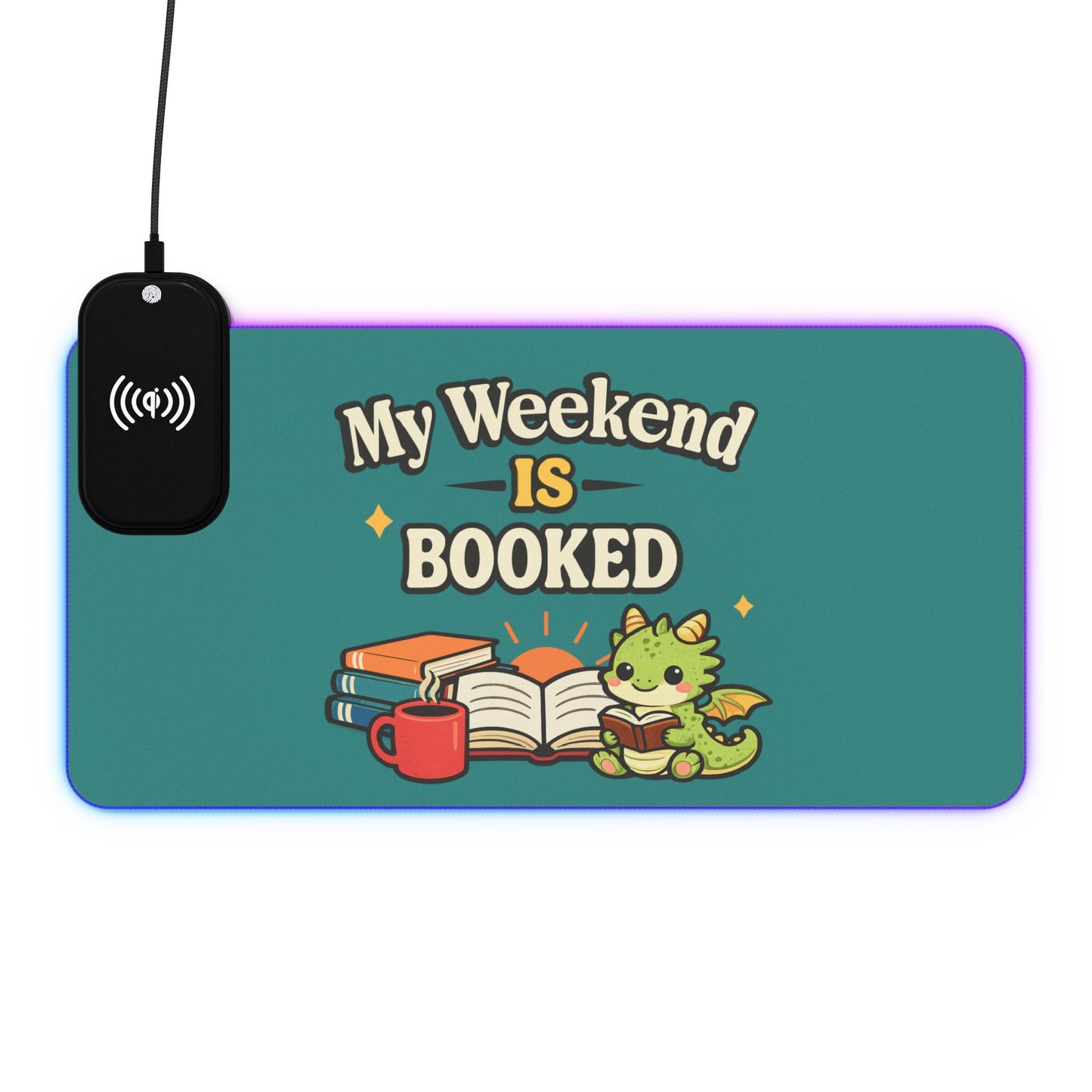 My Weekend Is Booked | Cute Book Dragon Gaming Mouse Pad