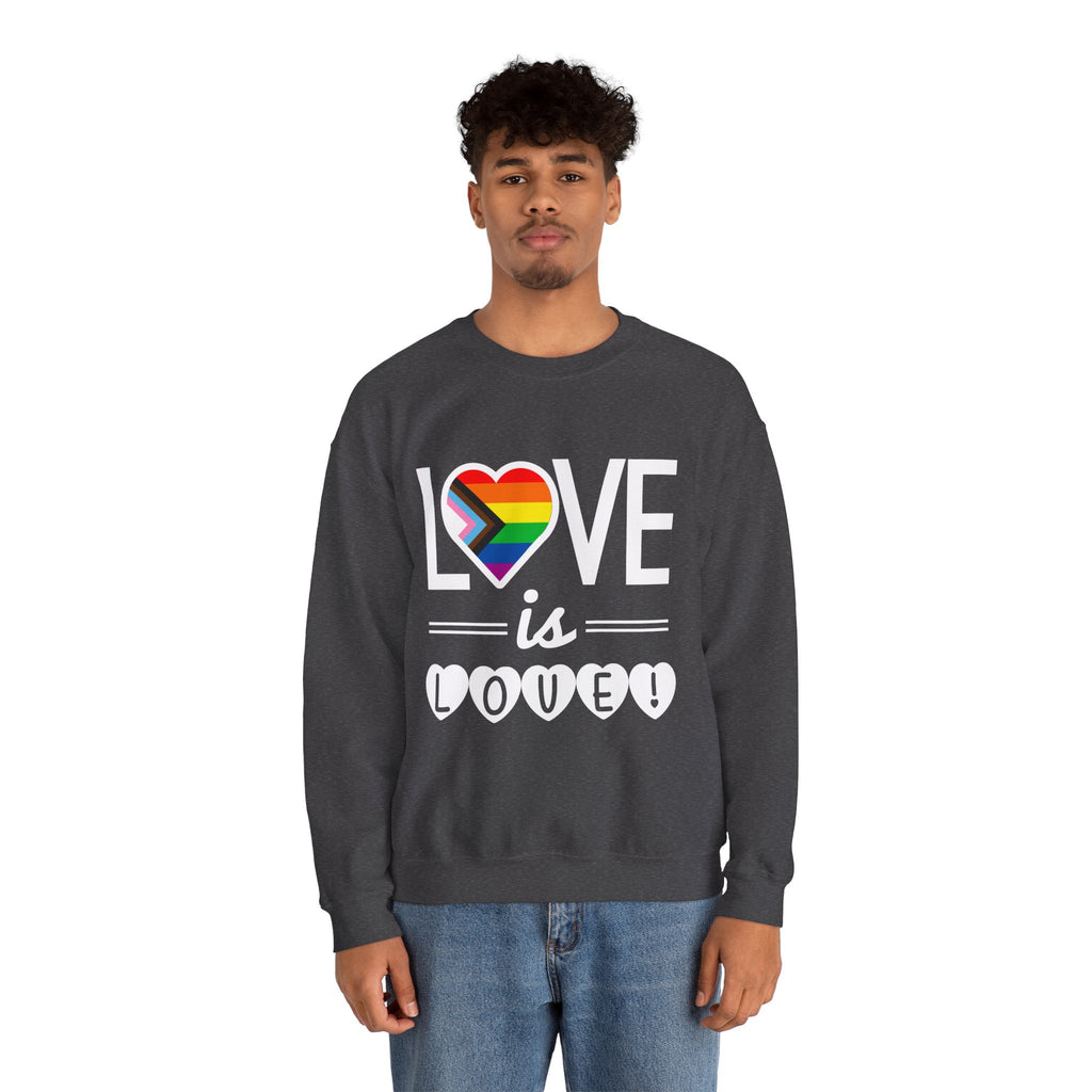 Love Is Love Sweatshirt — Rainbow Heart Pride Crewneck