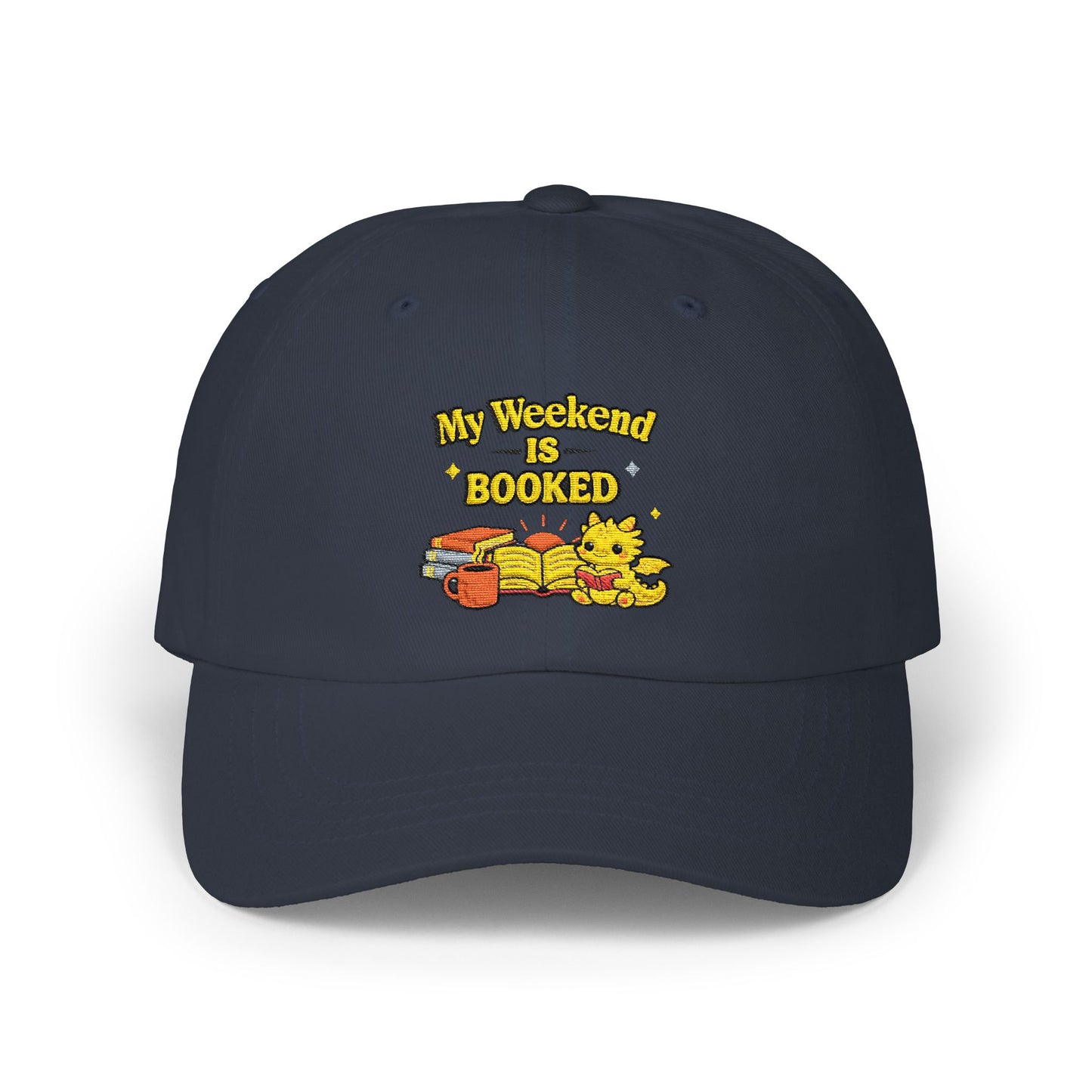 My Weekend Is Booked | Cute Book Dragon Embroidered Dad Cap