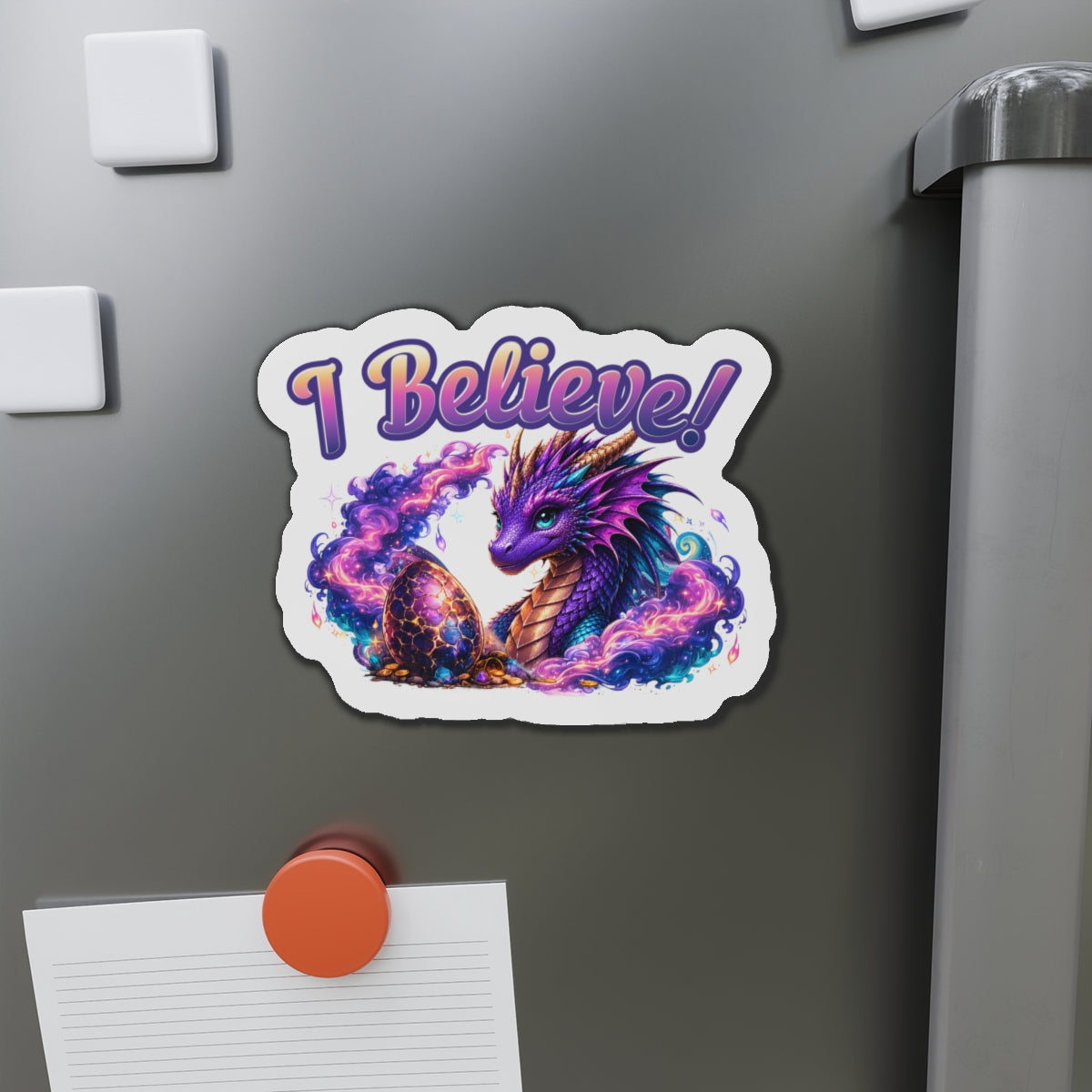 I Believe Dragon & Egg Fantasy Die-Cut Magnet