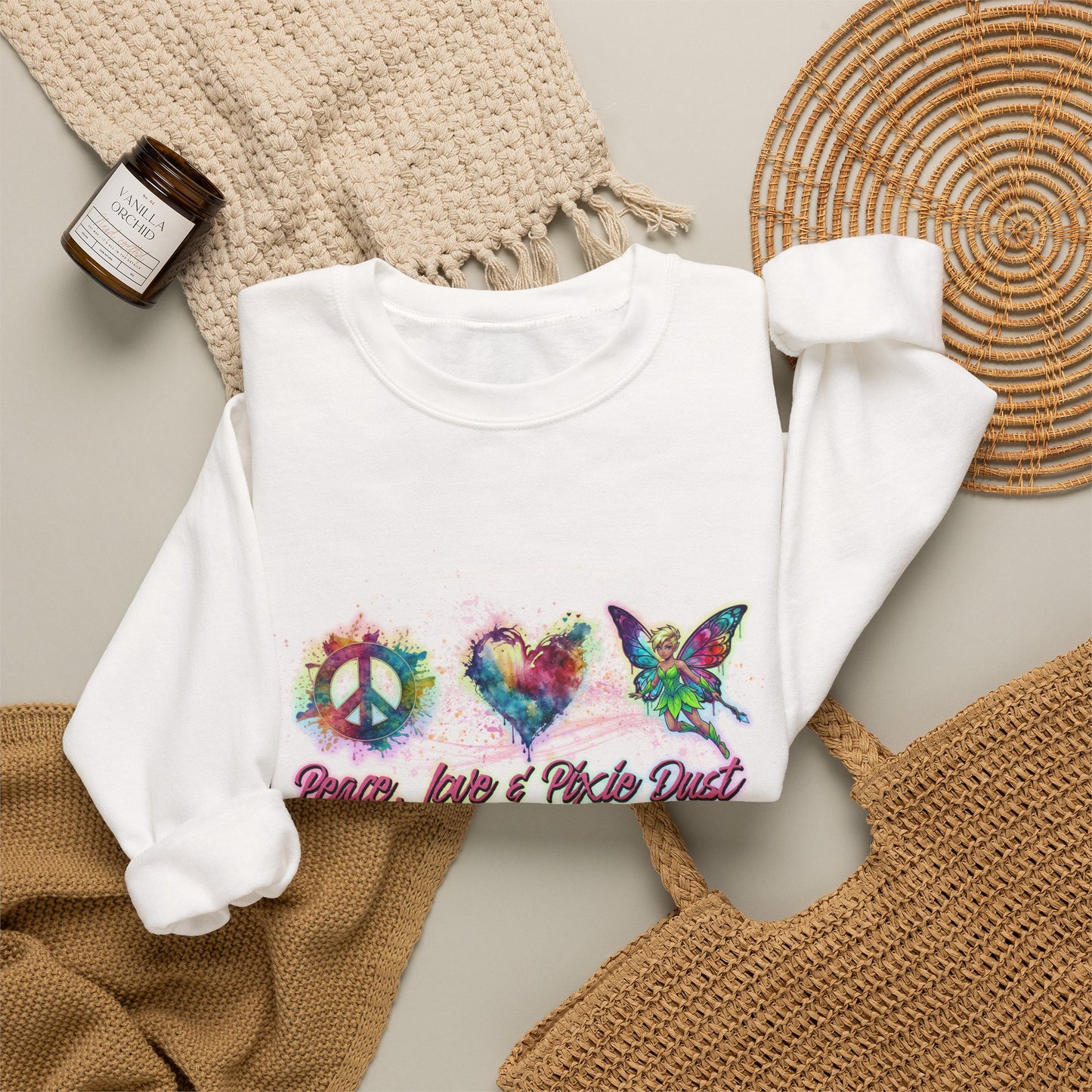 Peace, Love & Pixie Dust Fantasy Crewneck Sweatshirt