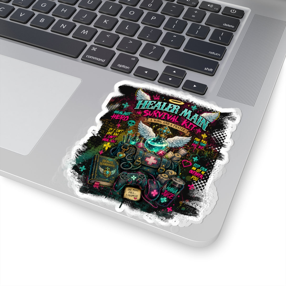 Healer Main Survival Kit | Retro Neon Gamer Vinyl Sticker