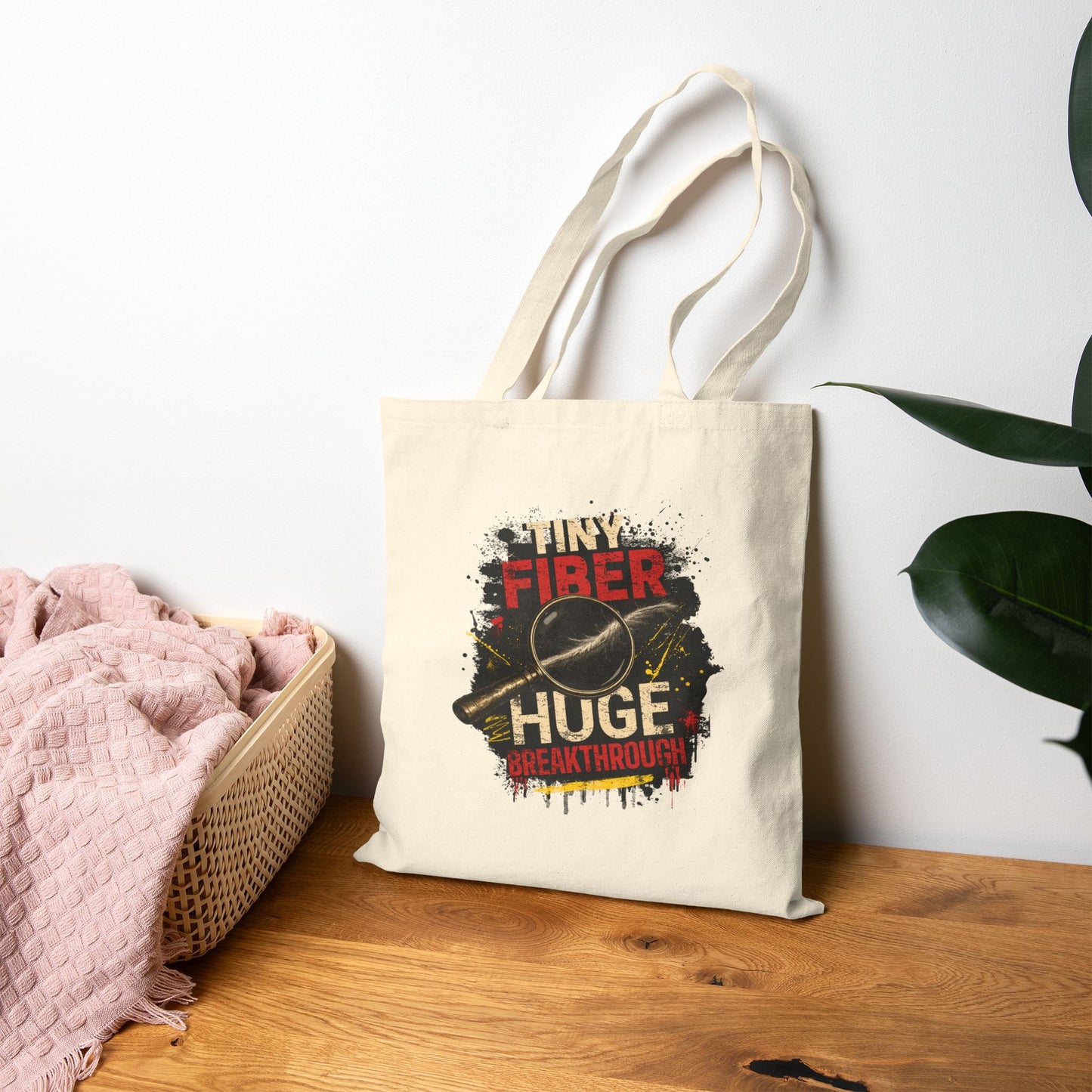 Tiny Fiber Huge Breakthrough Cotton Tote Bag | True Crime Forensics Book & Library Bag