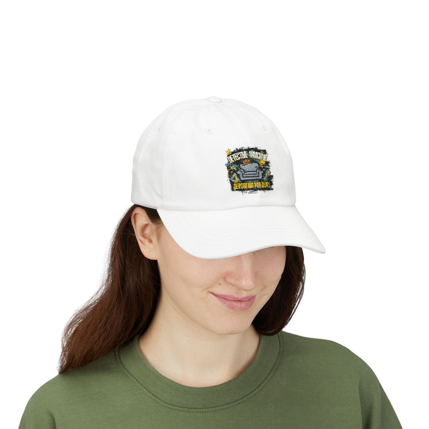 Detective Armchair Reporting for Duty Funny True Crime Dad Cap
