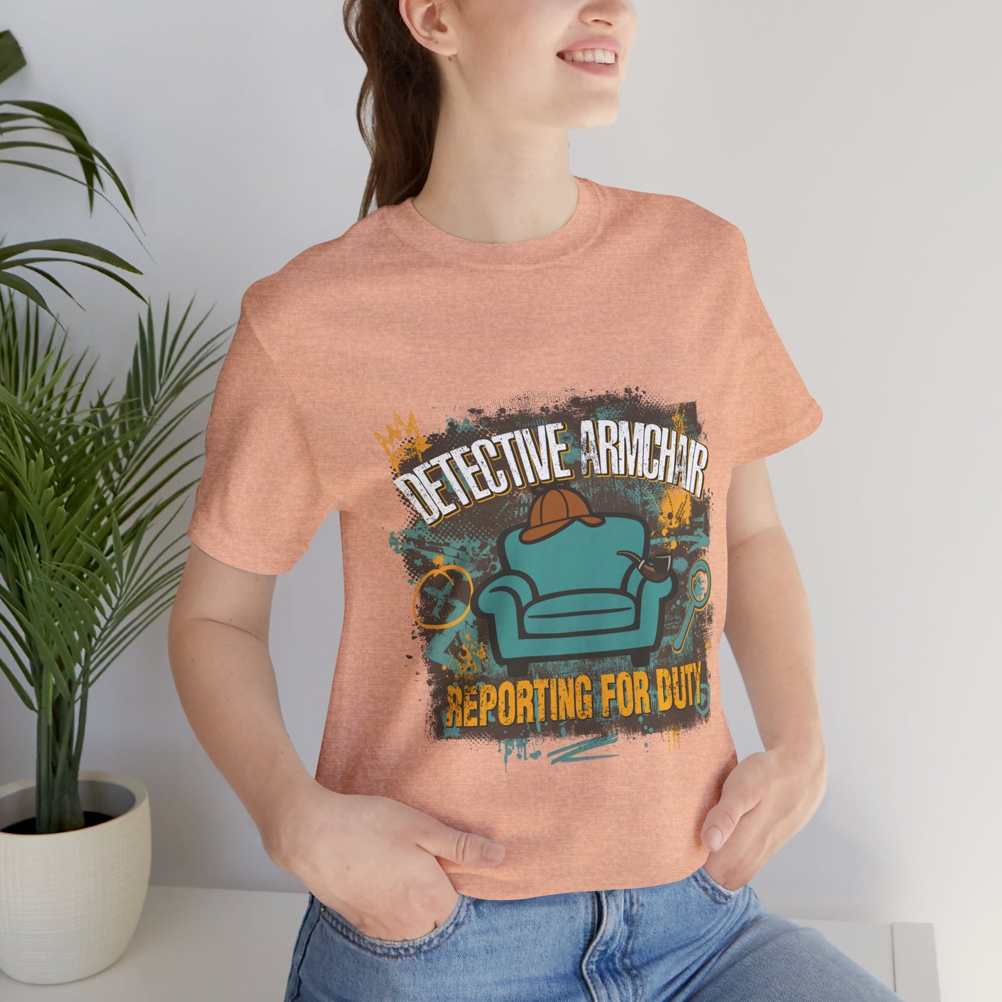 Detective Armchair Reporting for Duty Funny True Crime Graphic T-Shirt