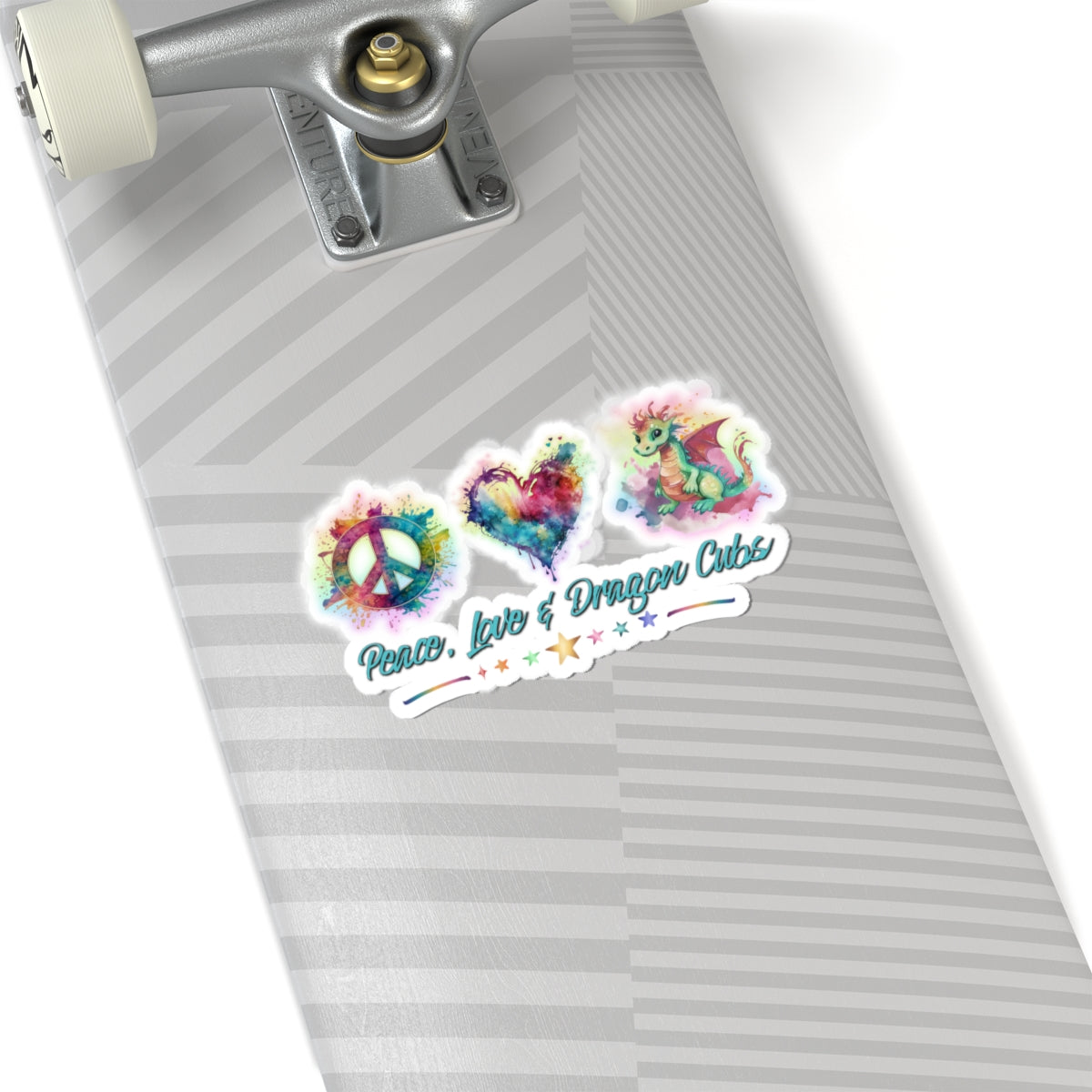 Peace, Love & Dragon Cubs Watercolor Fantasy Vinyl Sticker