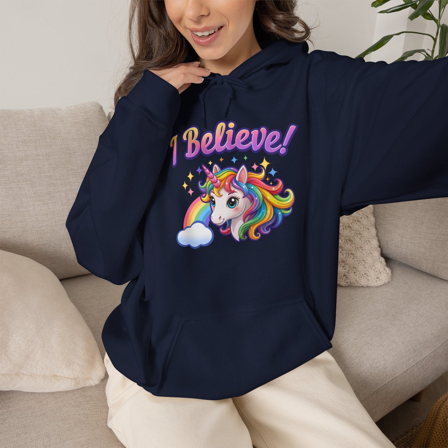 I Believe! Unicorn Hoodie | Colorful Fantasy Mythical Creature Pullover Sweatshirt