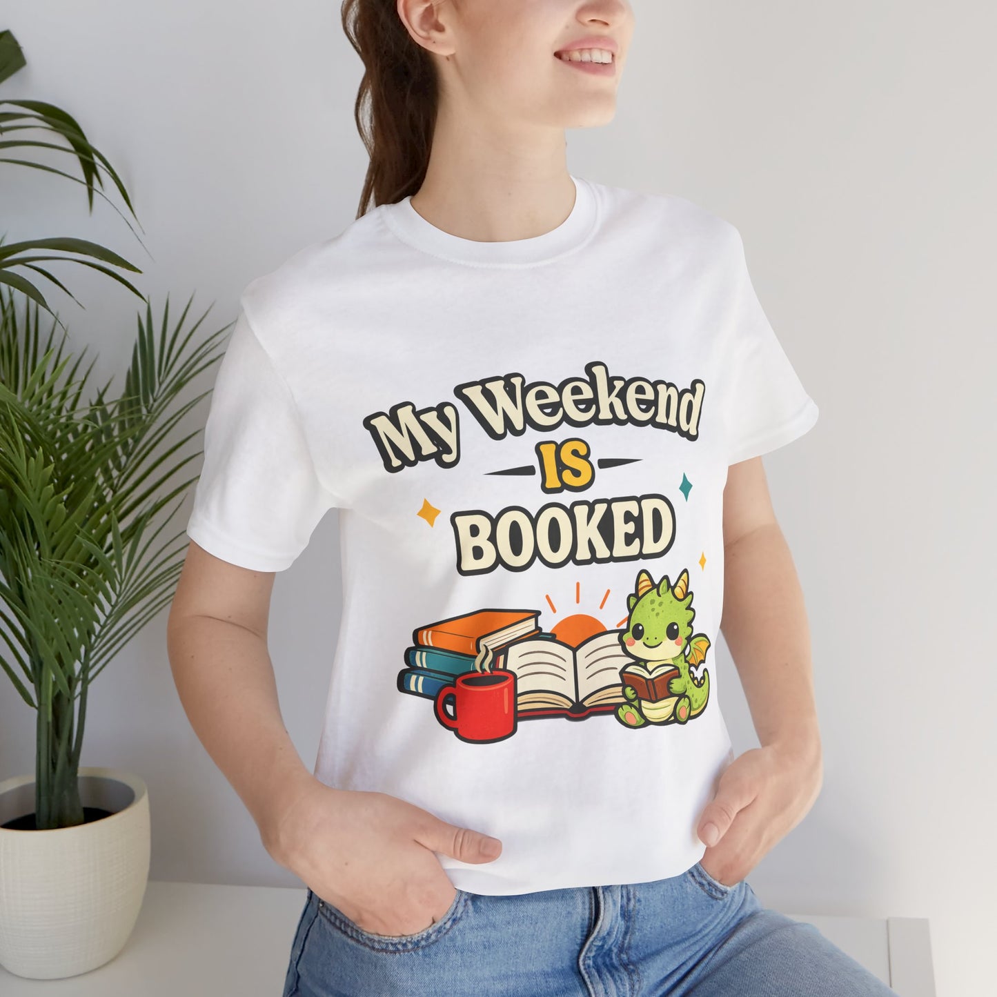 My Weekend Is Booked Cute Book Dragon Reading T-Shirt