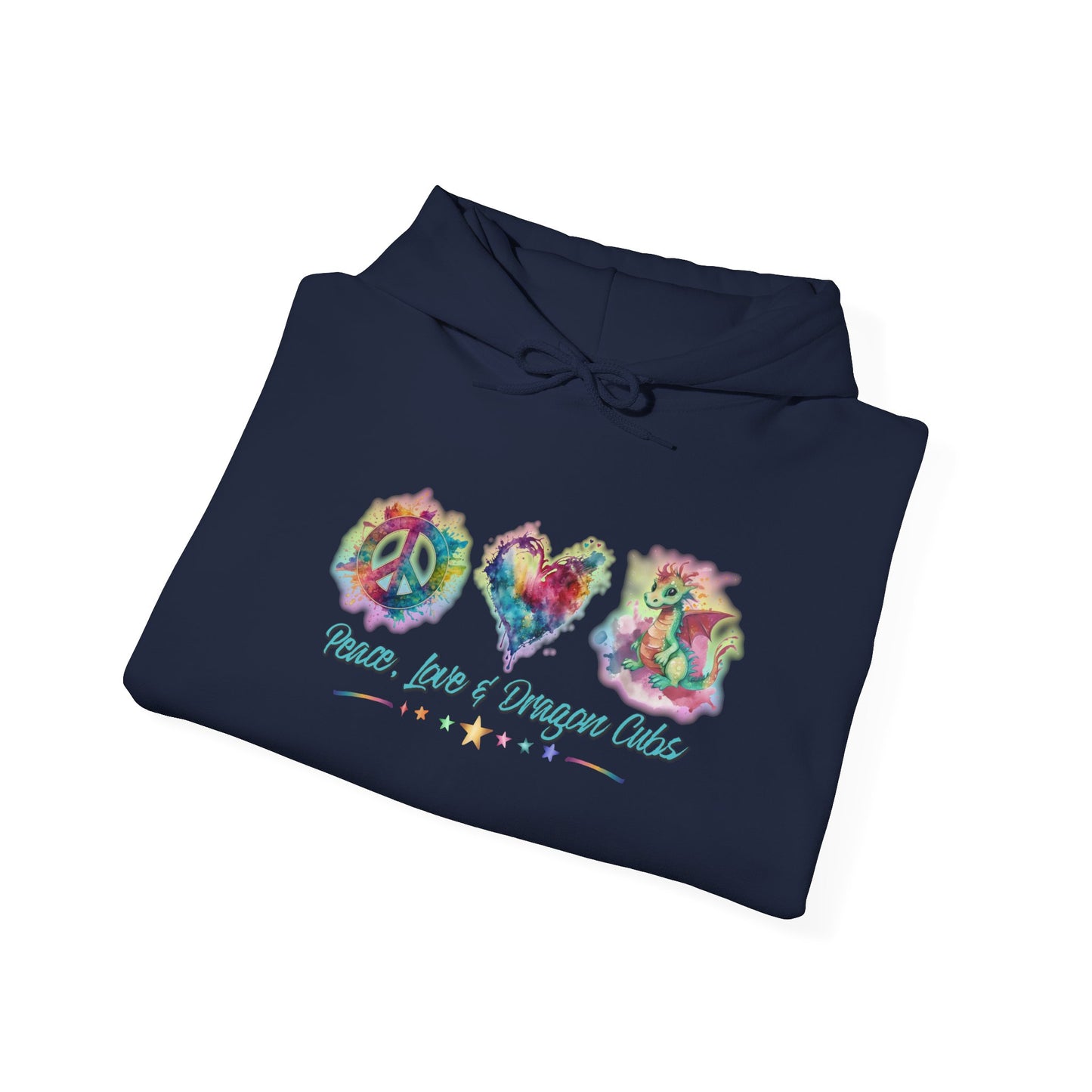 Peace, Love & Dragon Cubs Fantasy Pullover Hoodie