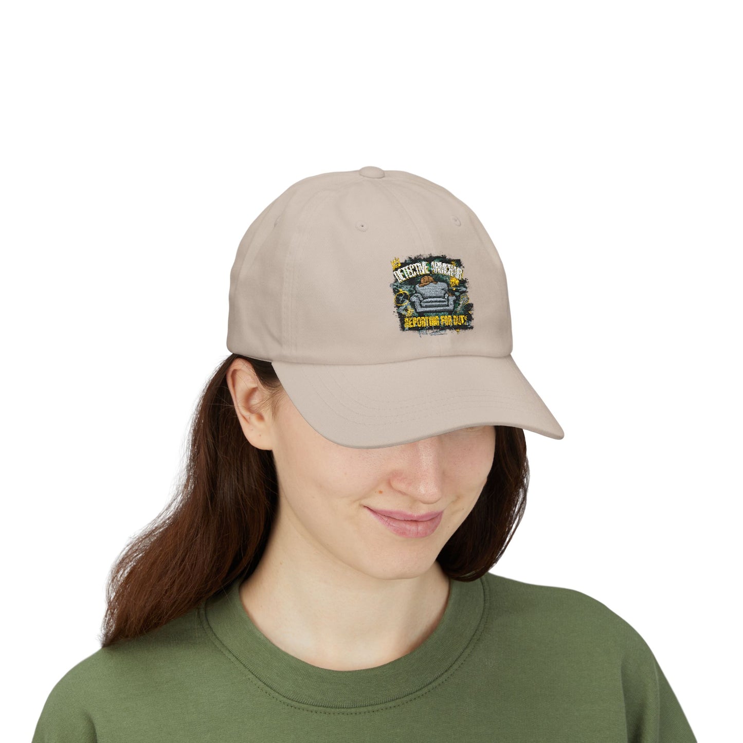 Detective Armchair Reporting for Duty Funny True Crime Dad Cap