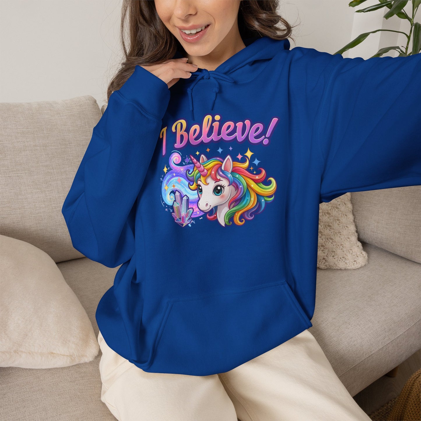 I Believe ... Unicorn Hoodie | Colorful Fantasy Mythical Creature Pullover Sweatshirt