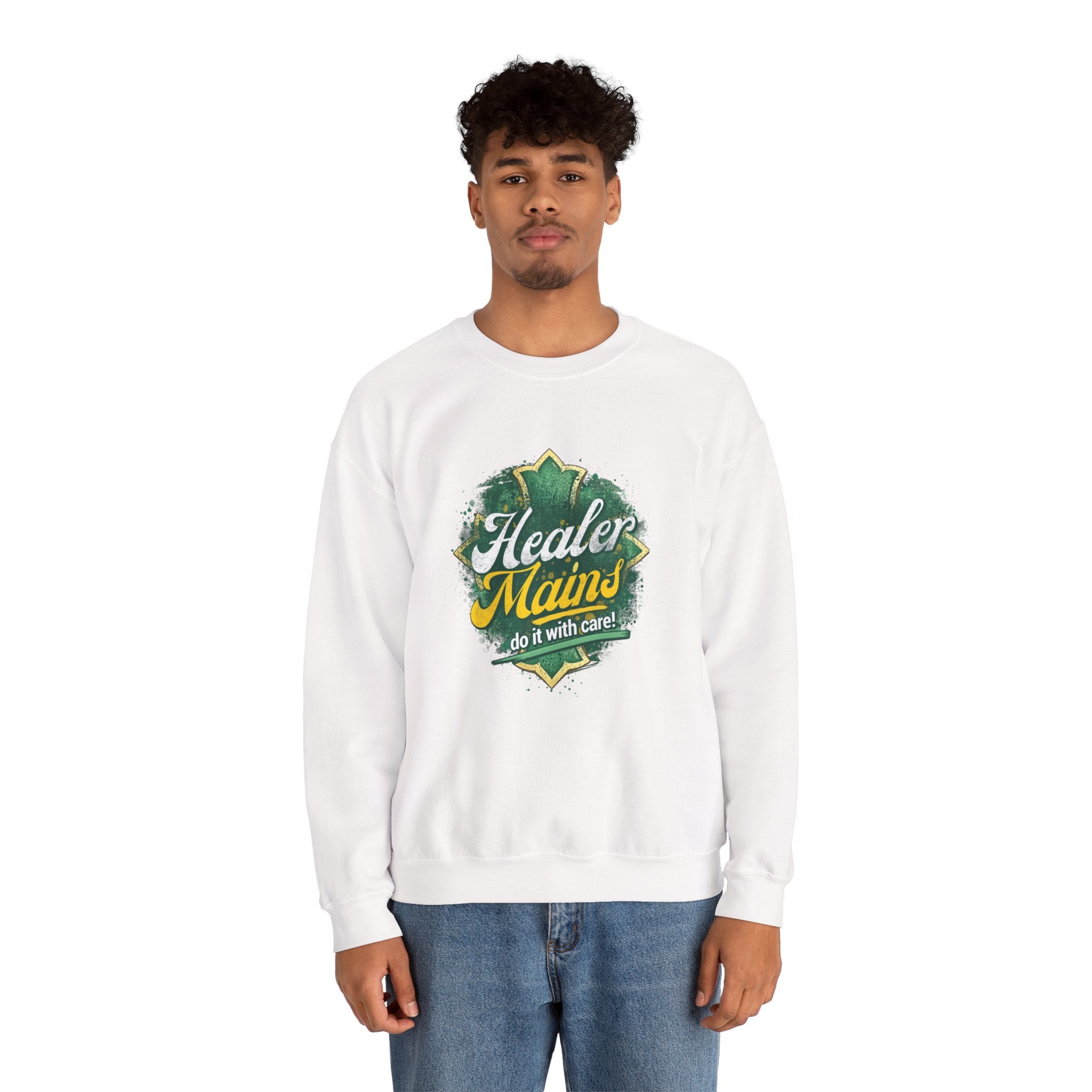Healer Mains Crewneck Sweatshirt — Gamer RPG Healing Support Tee