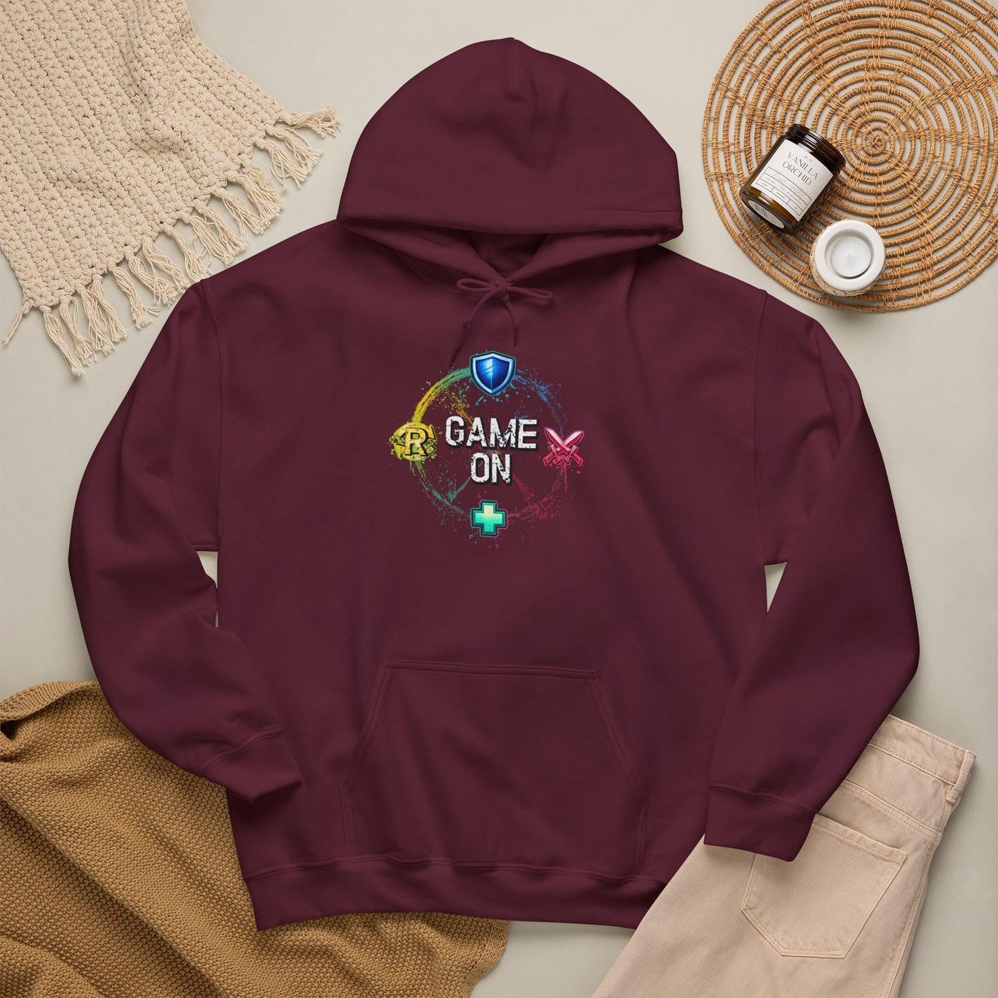 Tank DPS Heal Repeat Hoodie | MMO RPG Gamer Hoodie | Neon Graffiti Gaming Sweatshirt