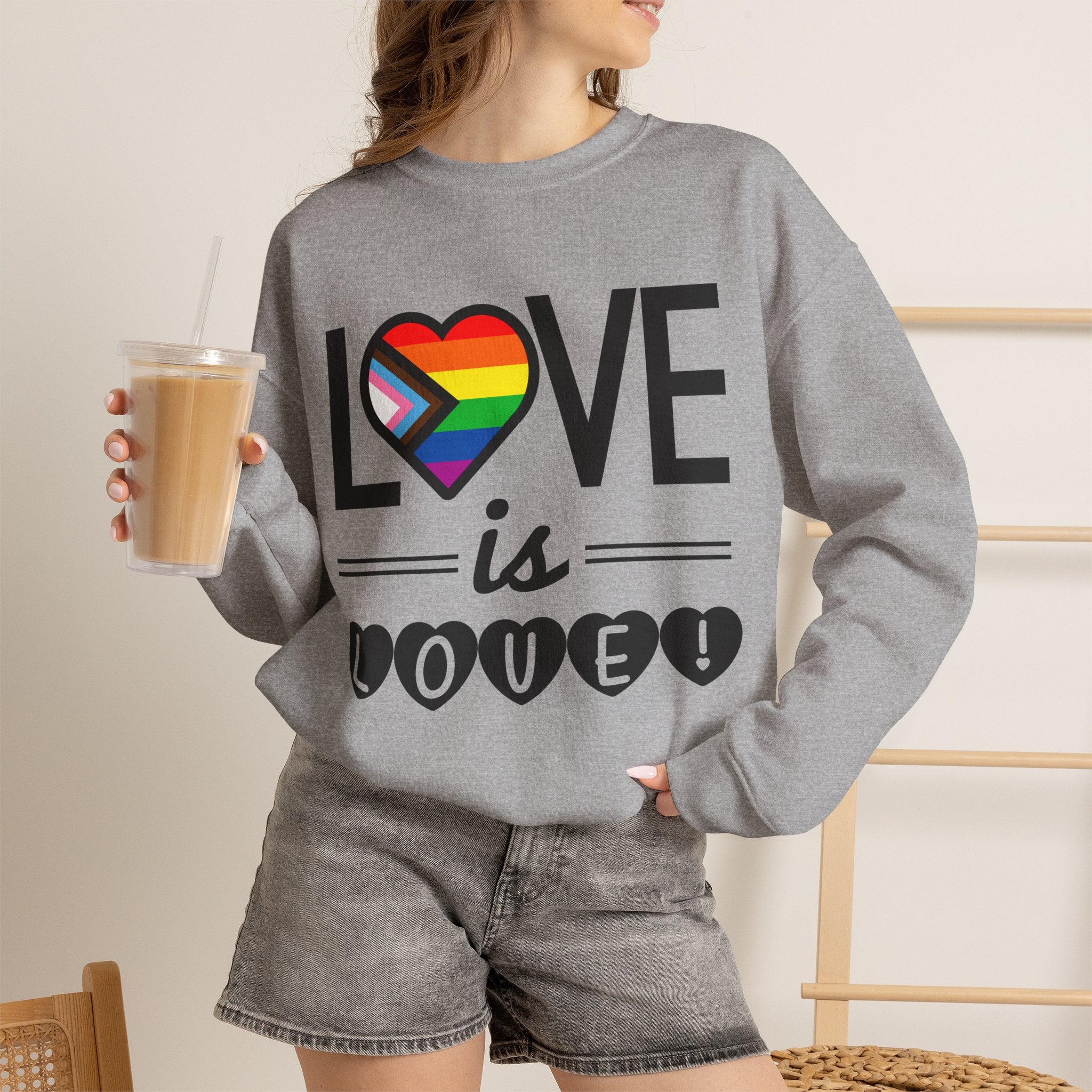 Love Is Love Sweatshirt — Rainbow Heart Pride Crewneck