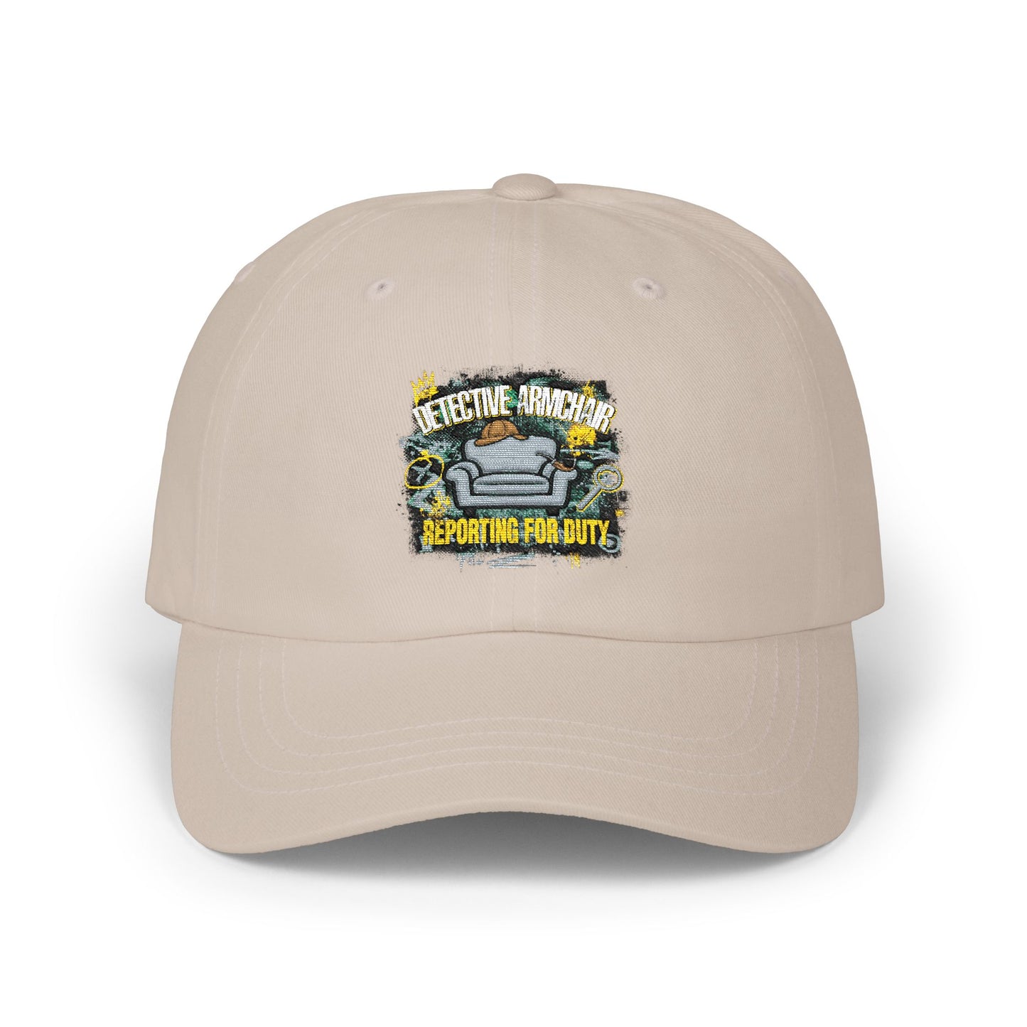 Detective Armchair Reporting for Duty Funny True Crime Dad Cap
