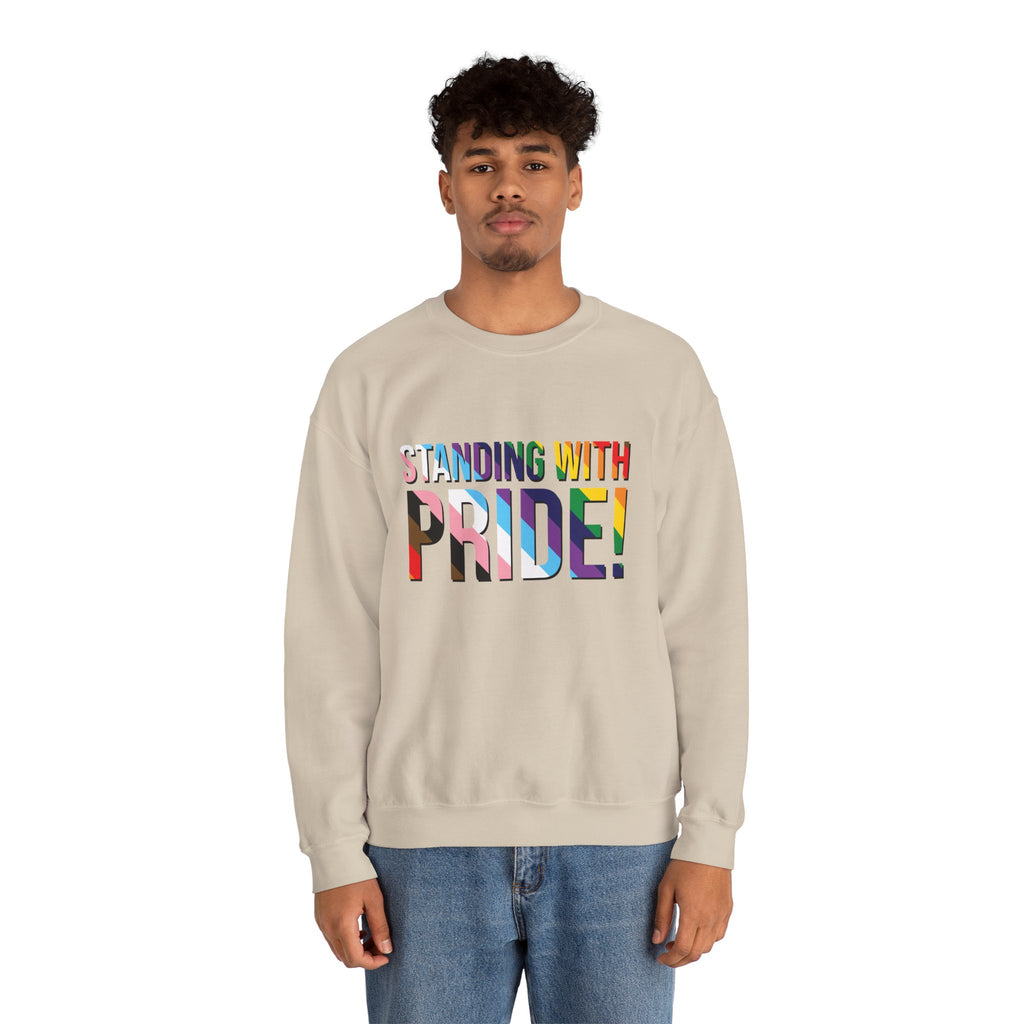 Crewneck Sweatshirt — "Standing With Pride!" Rainbow LGBTQ+ Support Crewneck