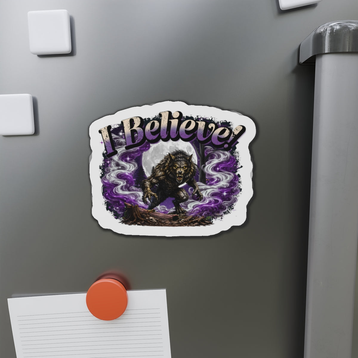 I Believe Werewolf Full Moon Die-Cut Magnet